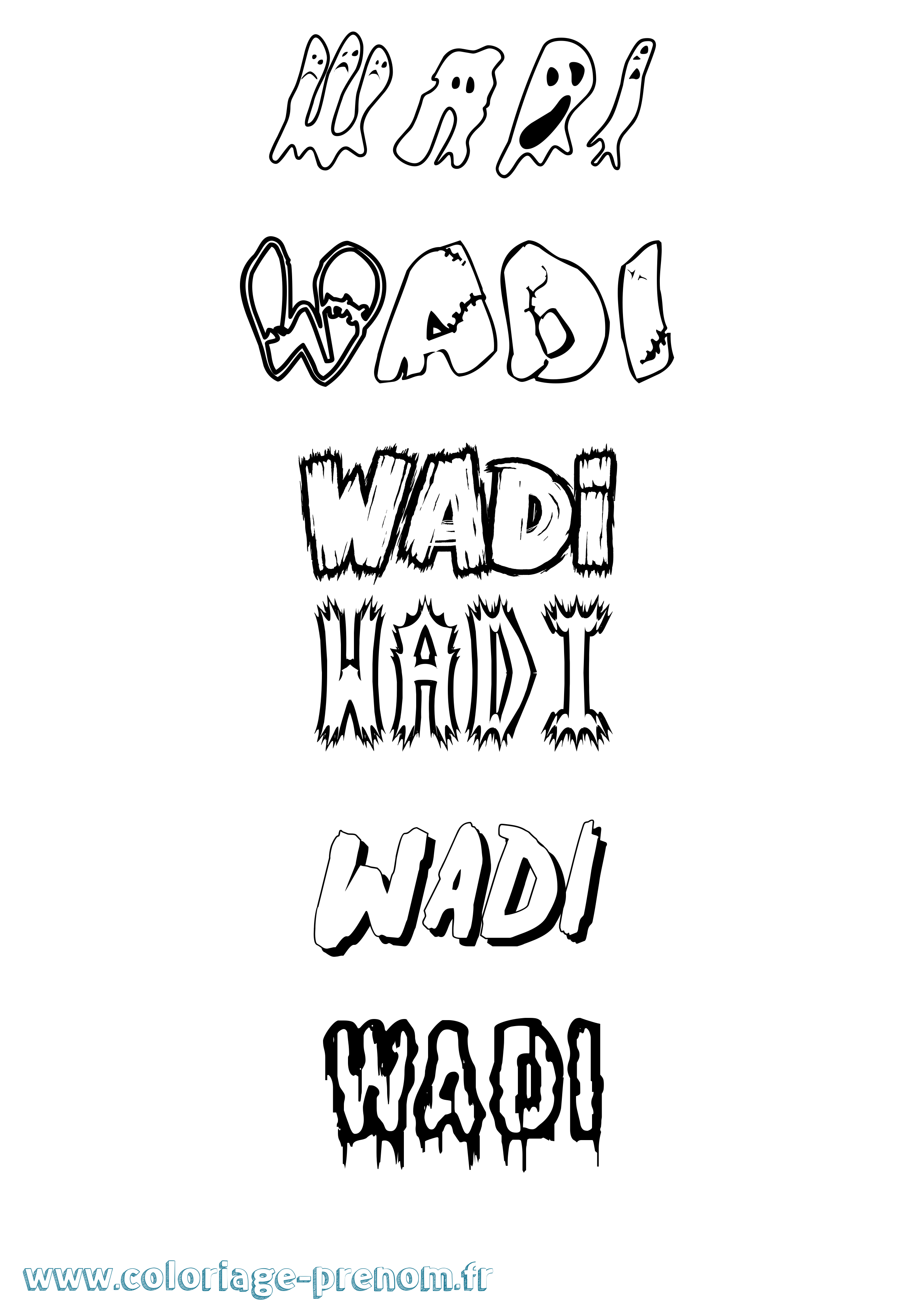Coloriage Wadi Frisson Coloriage prénom Wadi Frisson