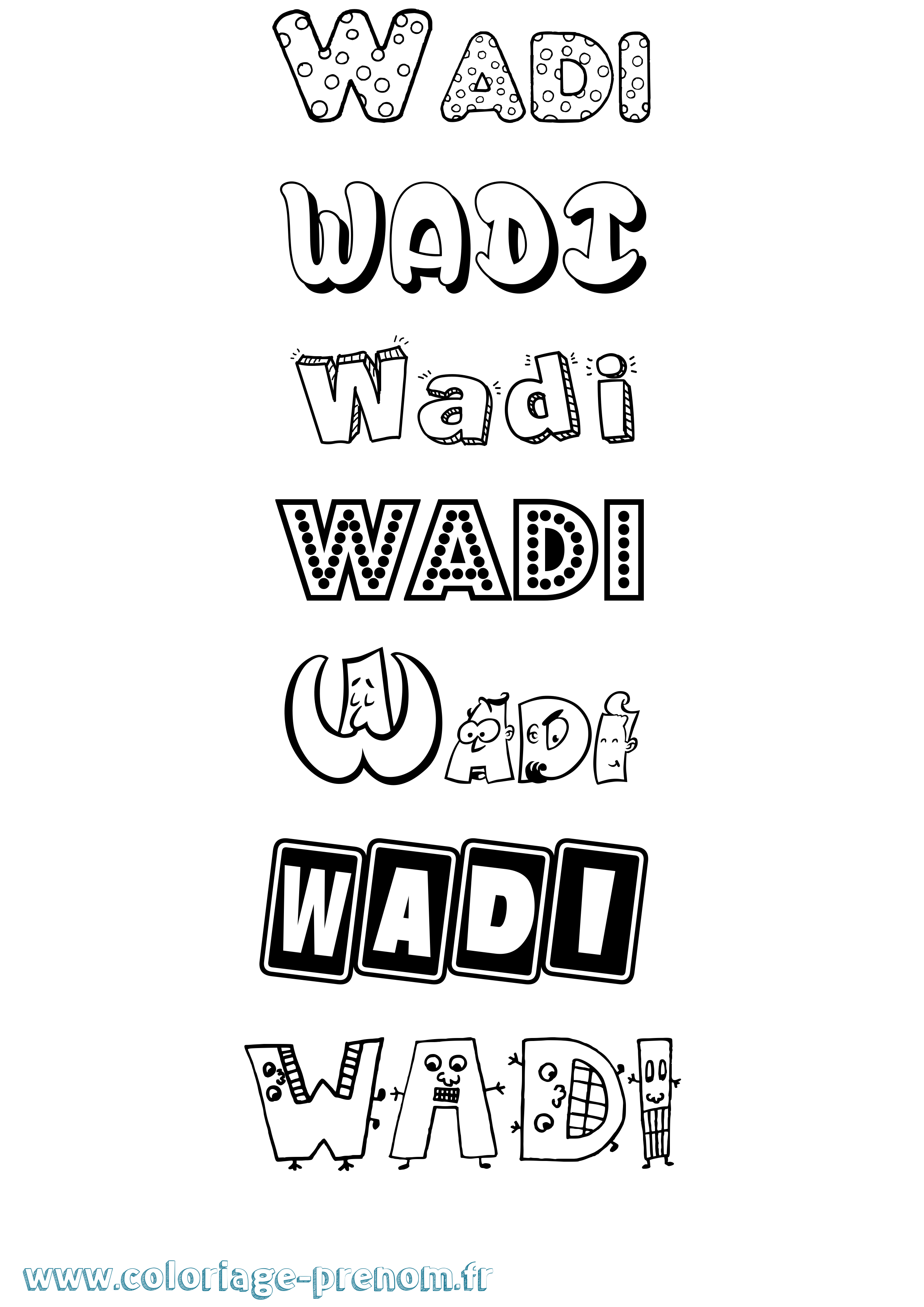 Coloriage Wadi Fun Coloriage prénom Wadi Fun