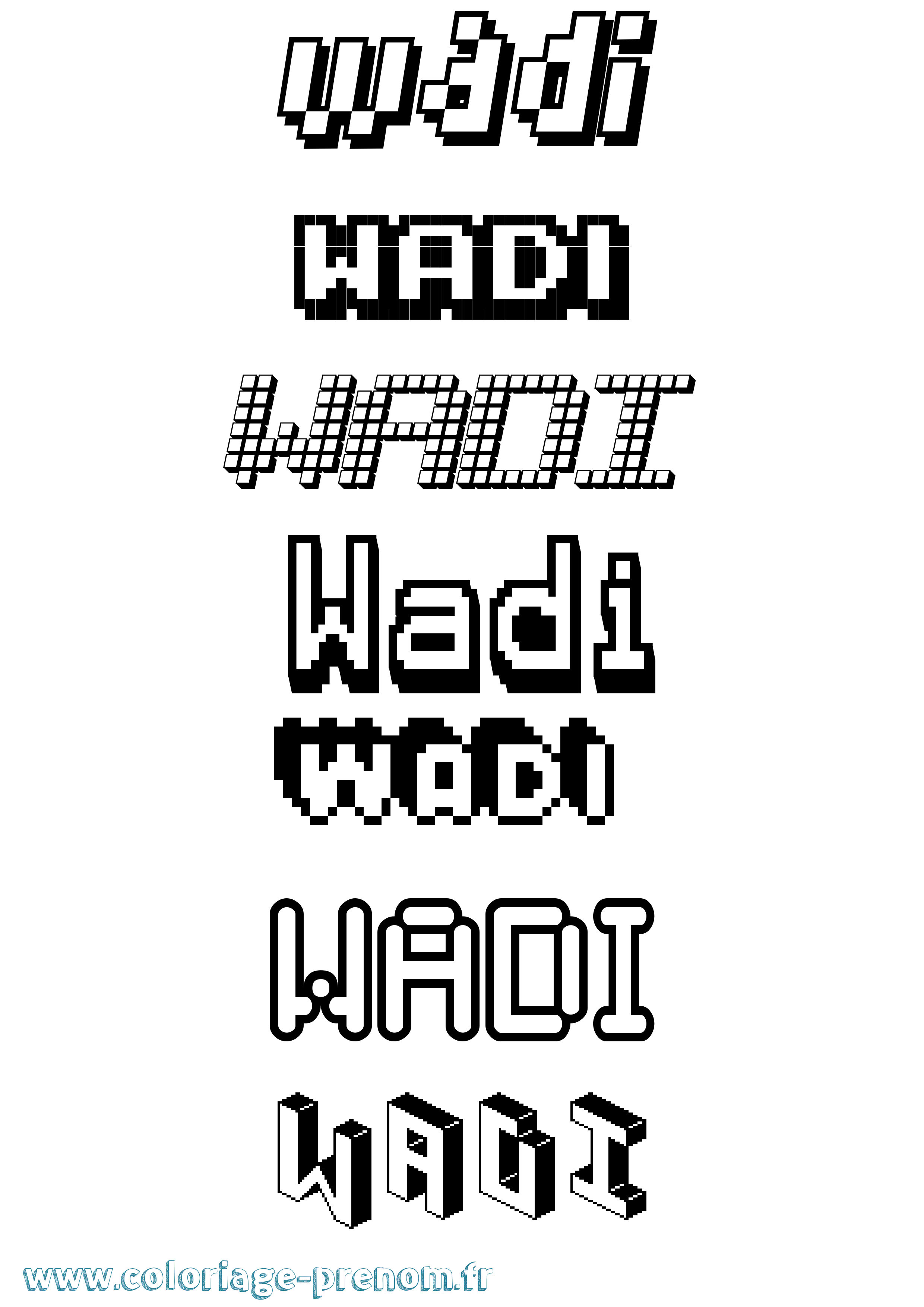 Coloriage Wadi Pixel Coloriage prénom Wadi Pixel