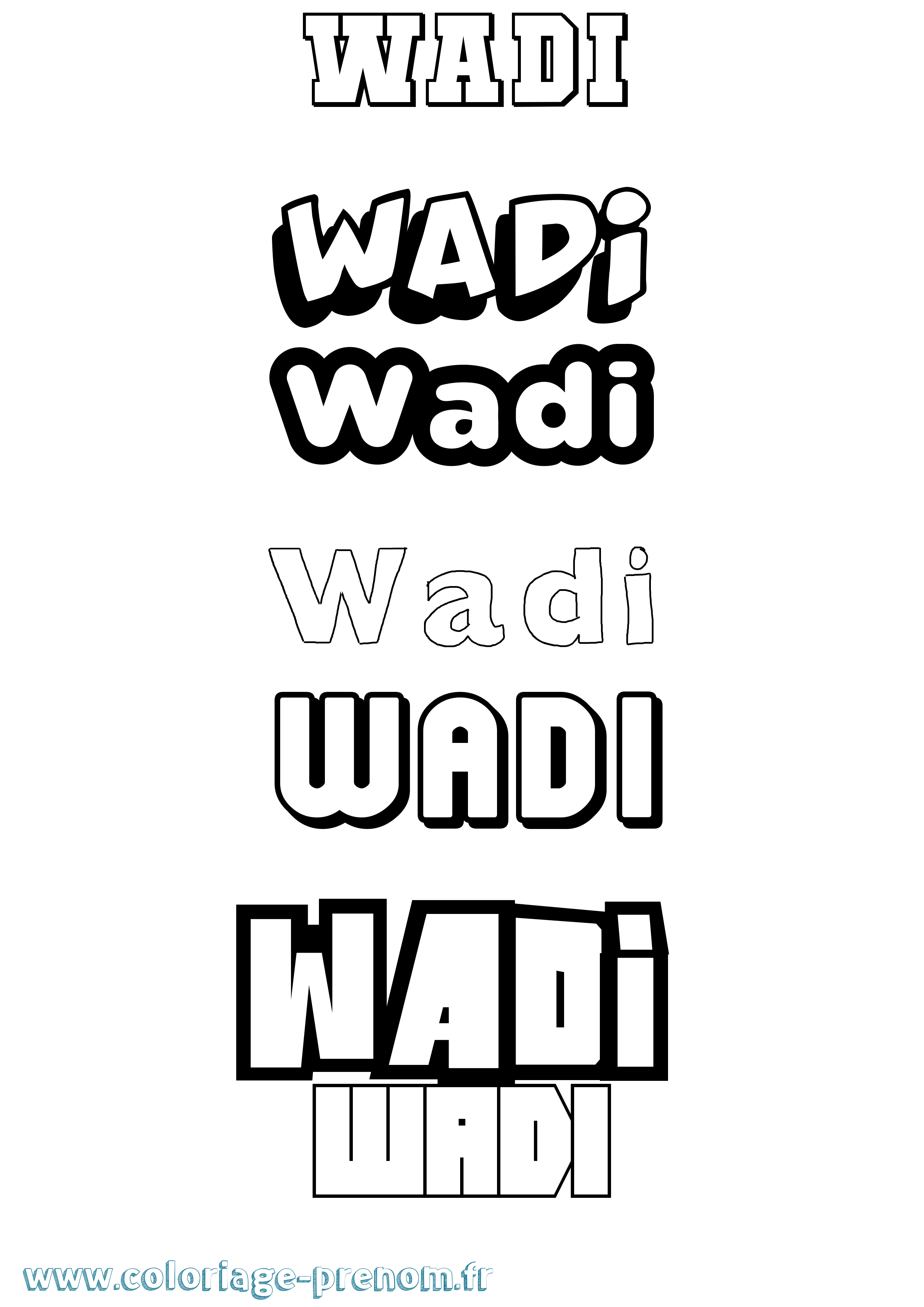 Coloriage Wadi Simple Coloriage prénom Wadi Simple