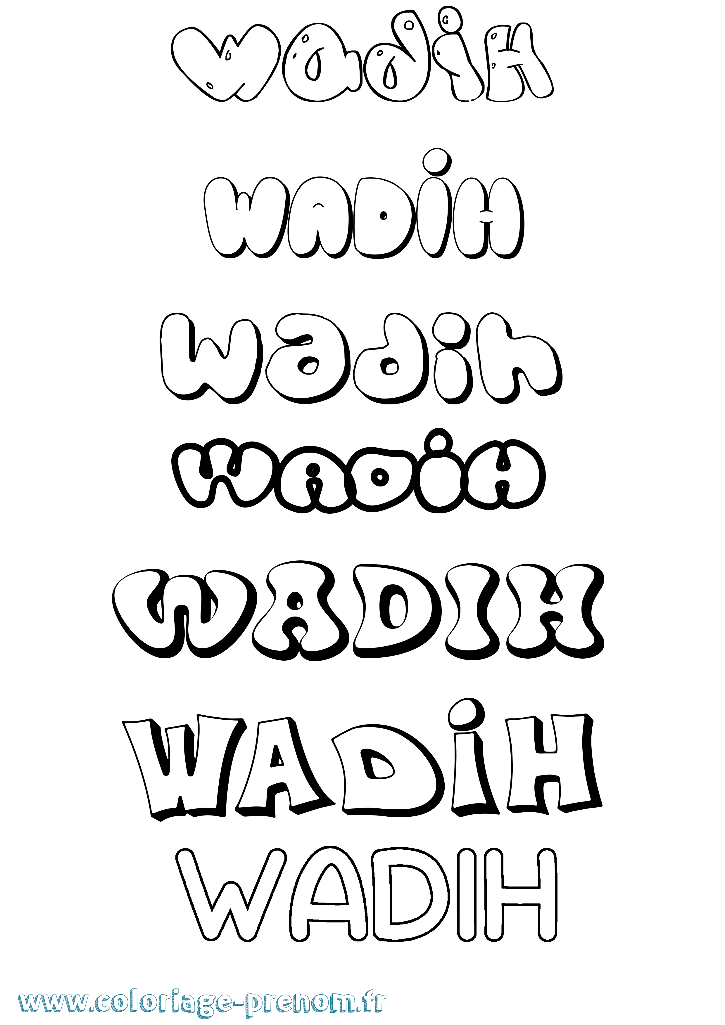 Coloriage Wadih Bubble Coloriage prénom Wadih Bubble