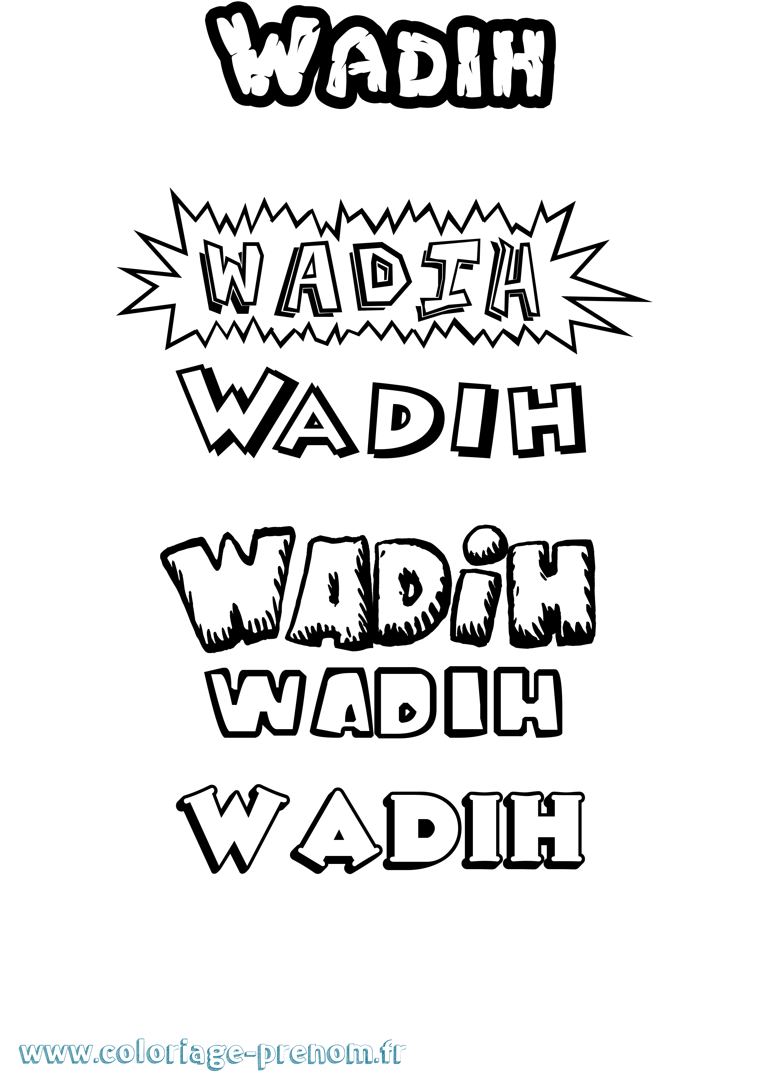 Coloriage Wadih Dessin Animé Coloriage prénom Wadih Dessin Animé