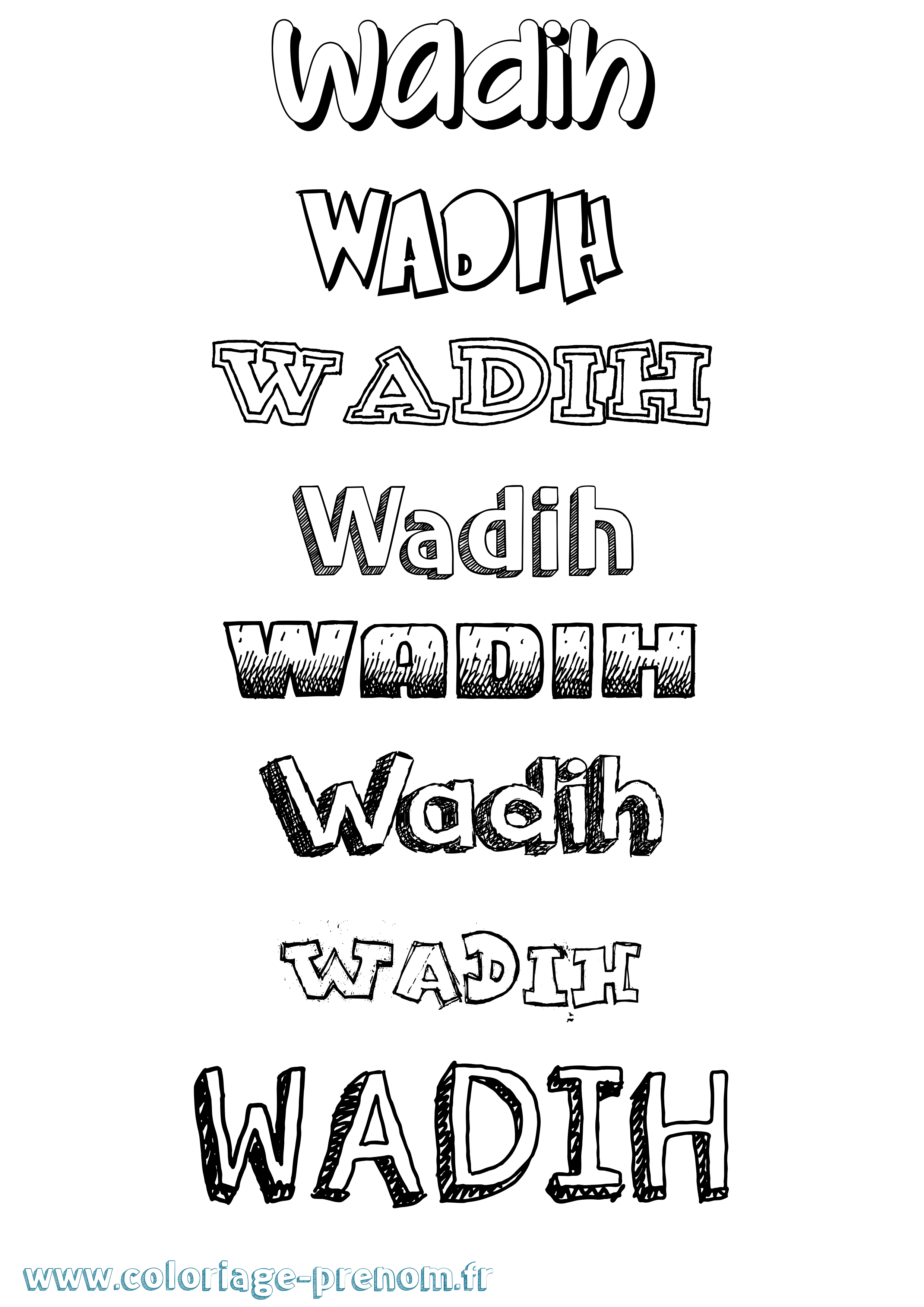 Coloriage Wadih Dessiné Coloriage prénom Wadih Dessiné