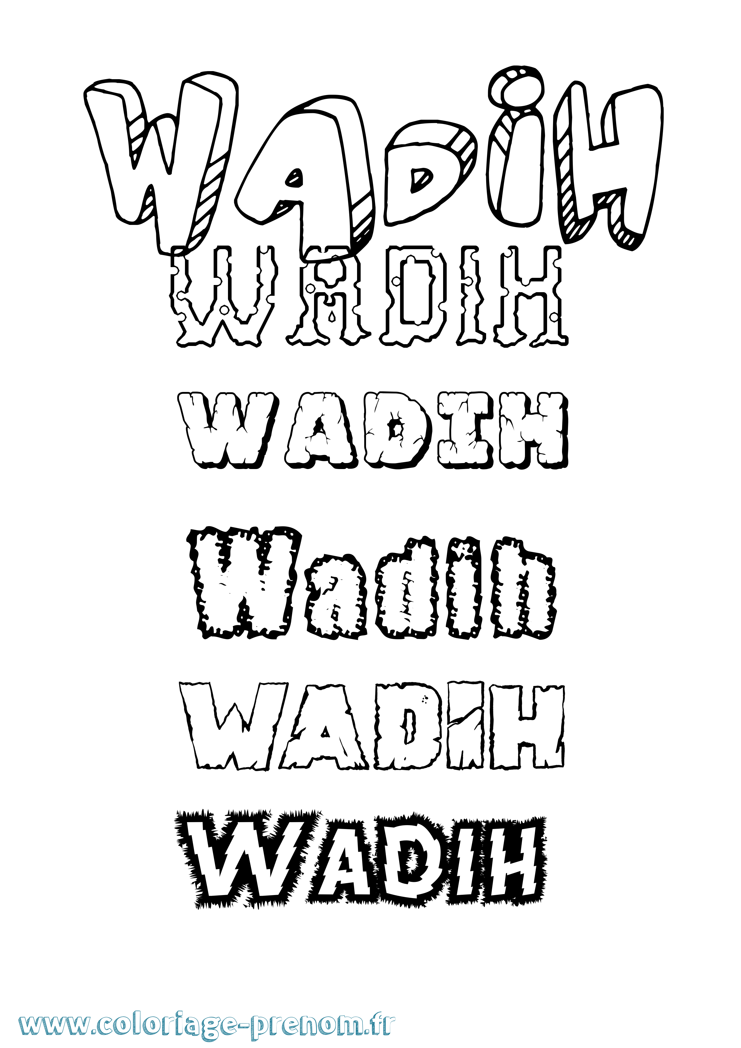 Coloriage Wadih Destructuré Coloriage prénom Wadih Destructuré