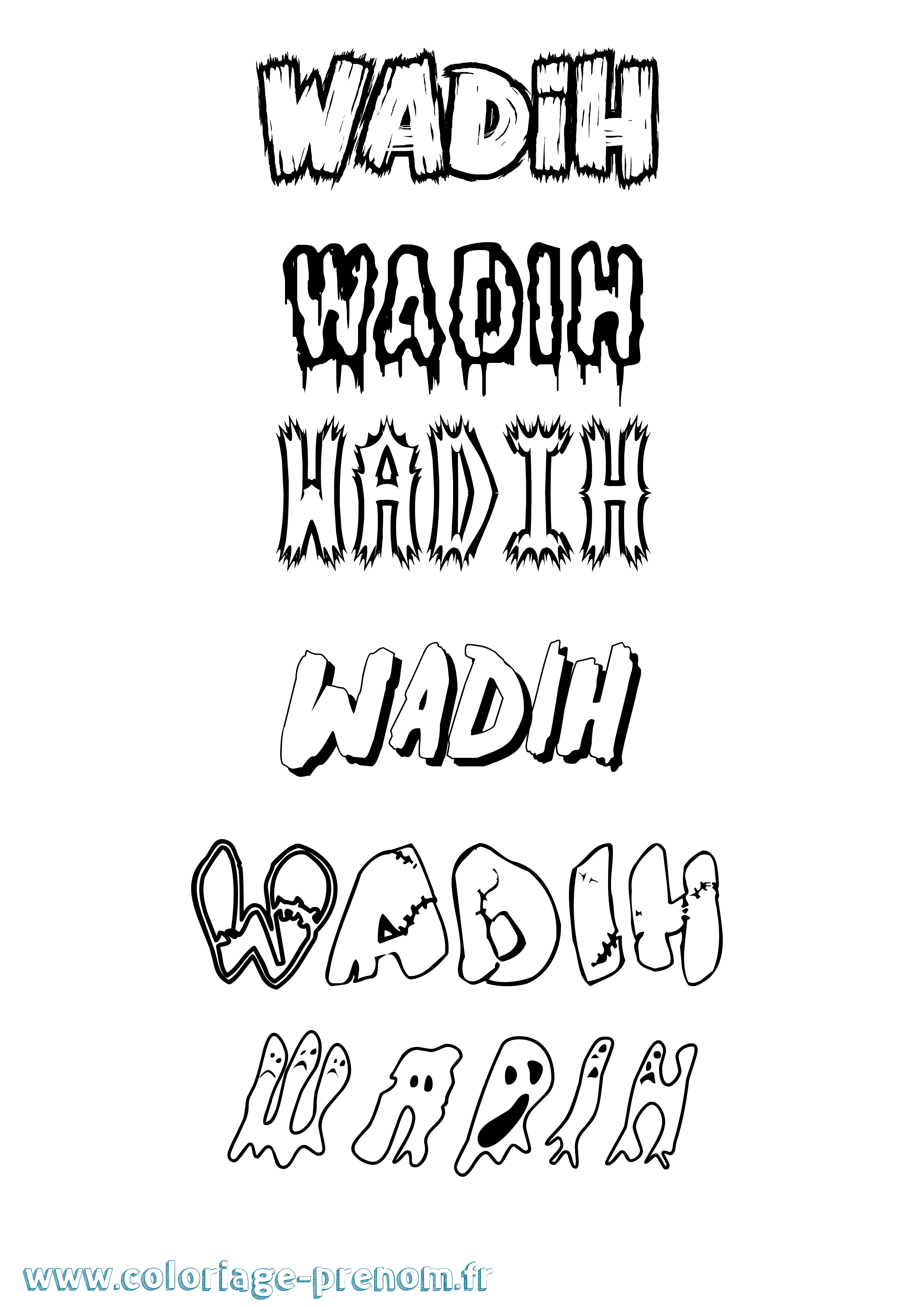 Coloriage Wadih Frisson Coloriage prénom Wadih Frisson