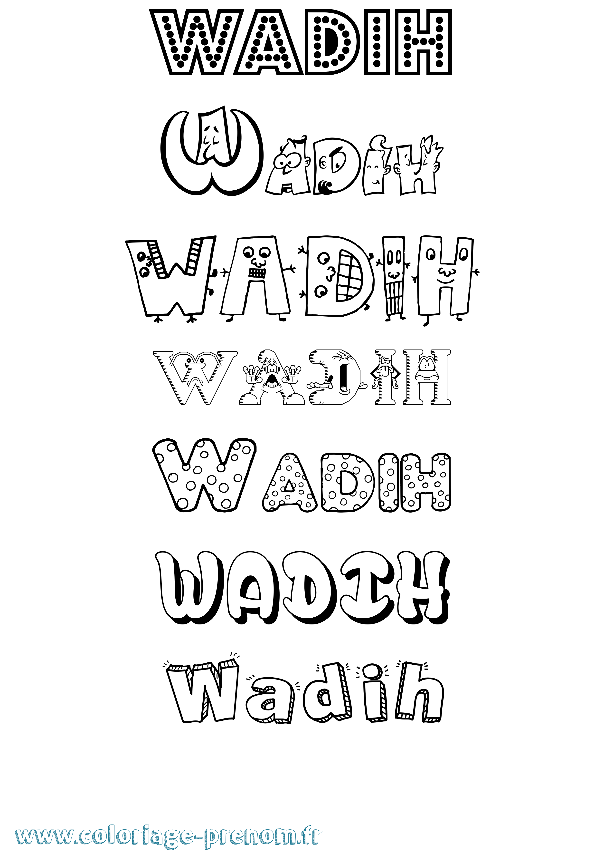 Coloriage Wadih Fun Coloriage prénom Wadih Fun