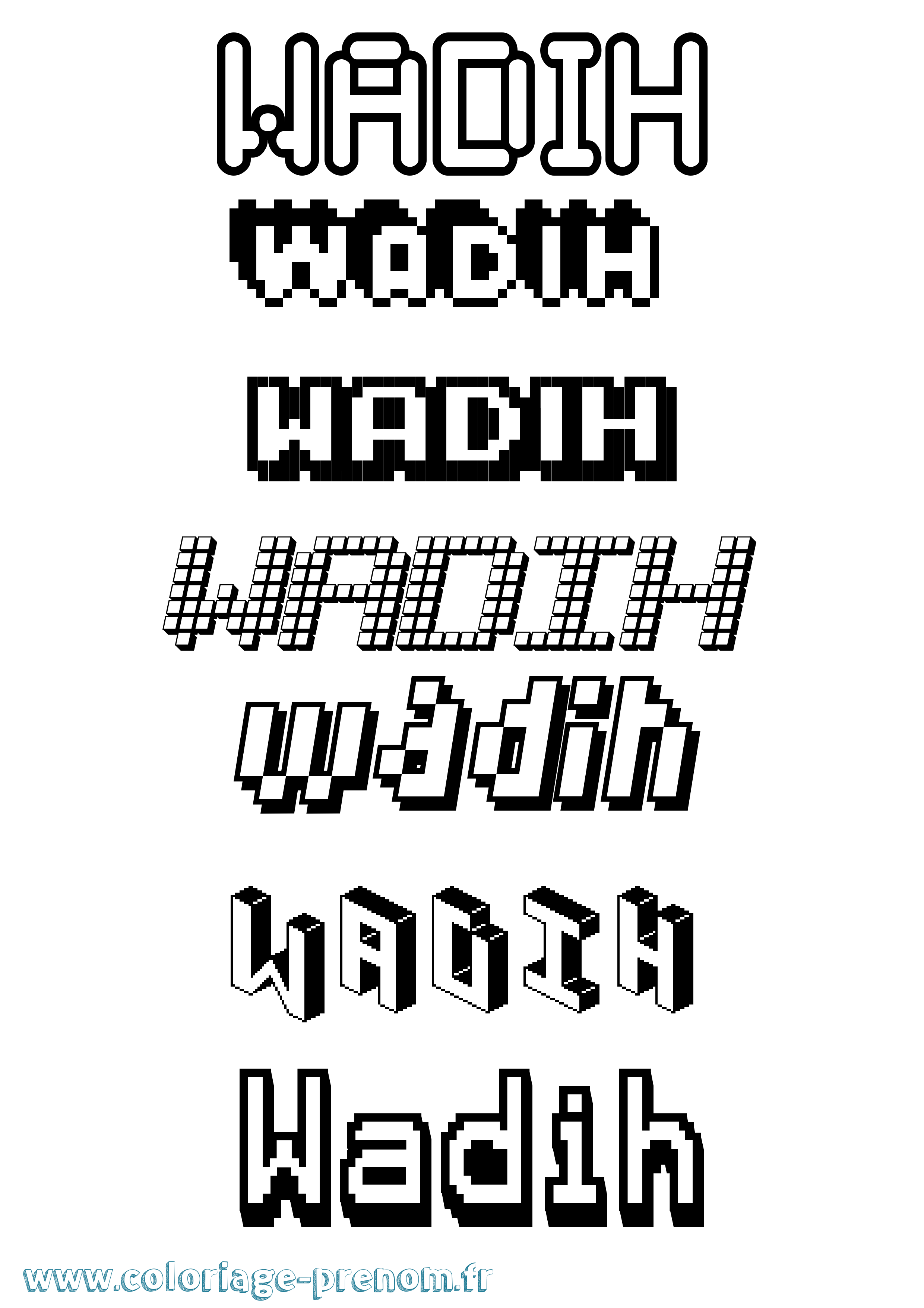 Coloriage Wadih Pixel Coloriage prénom Wadih Pixel