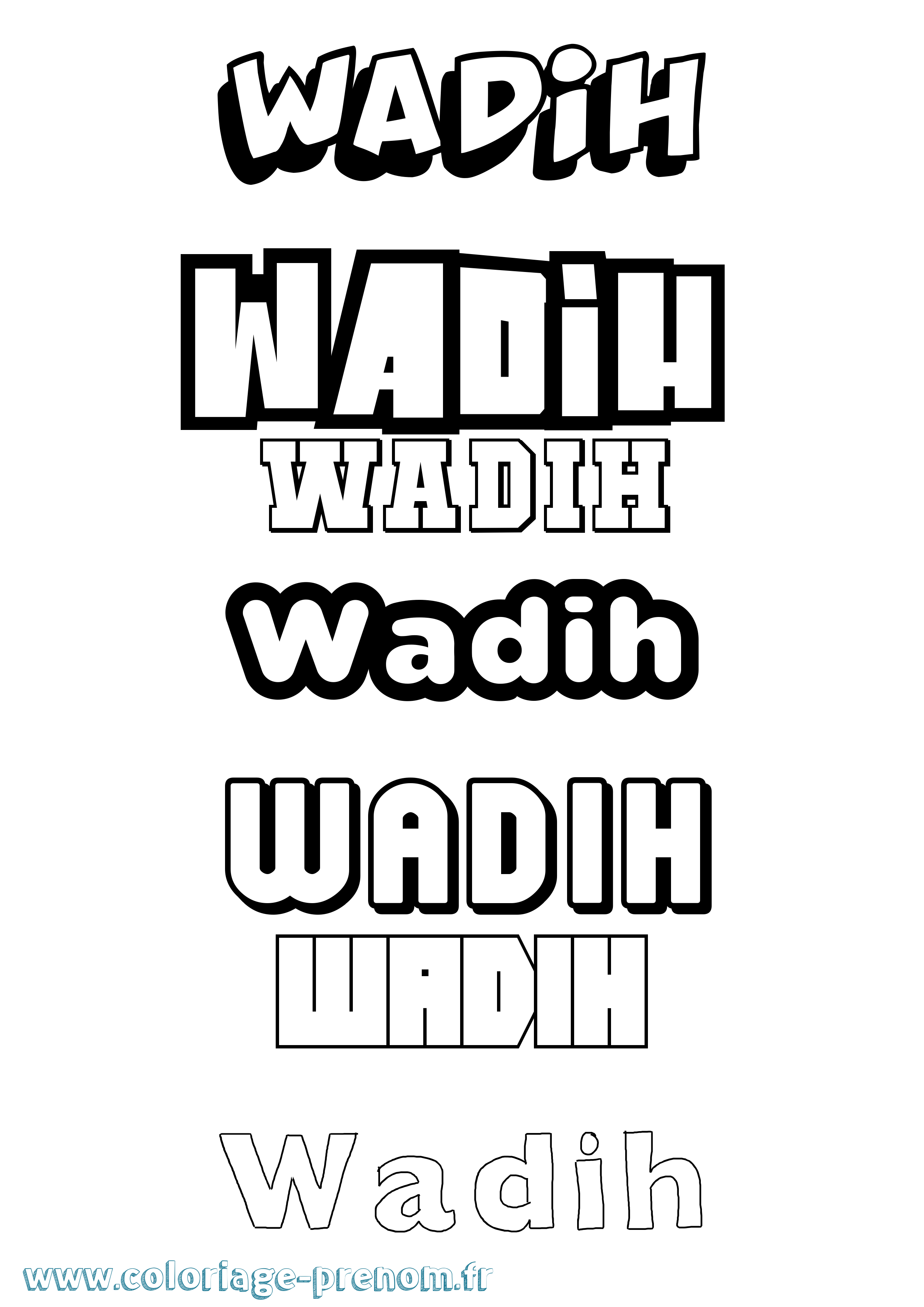 Coloriage Wadih Simple Coloriage prénom Wadih Simple