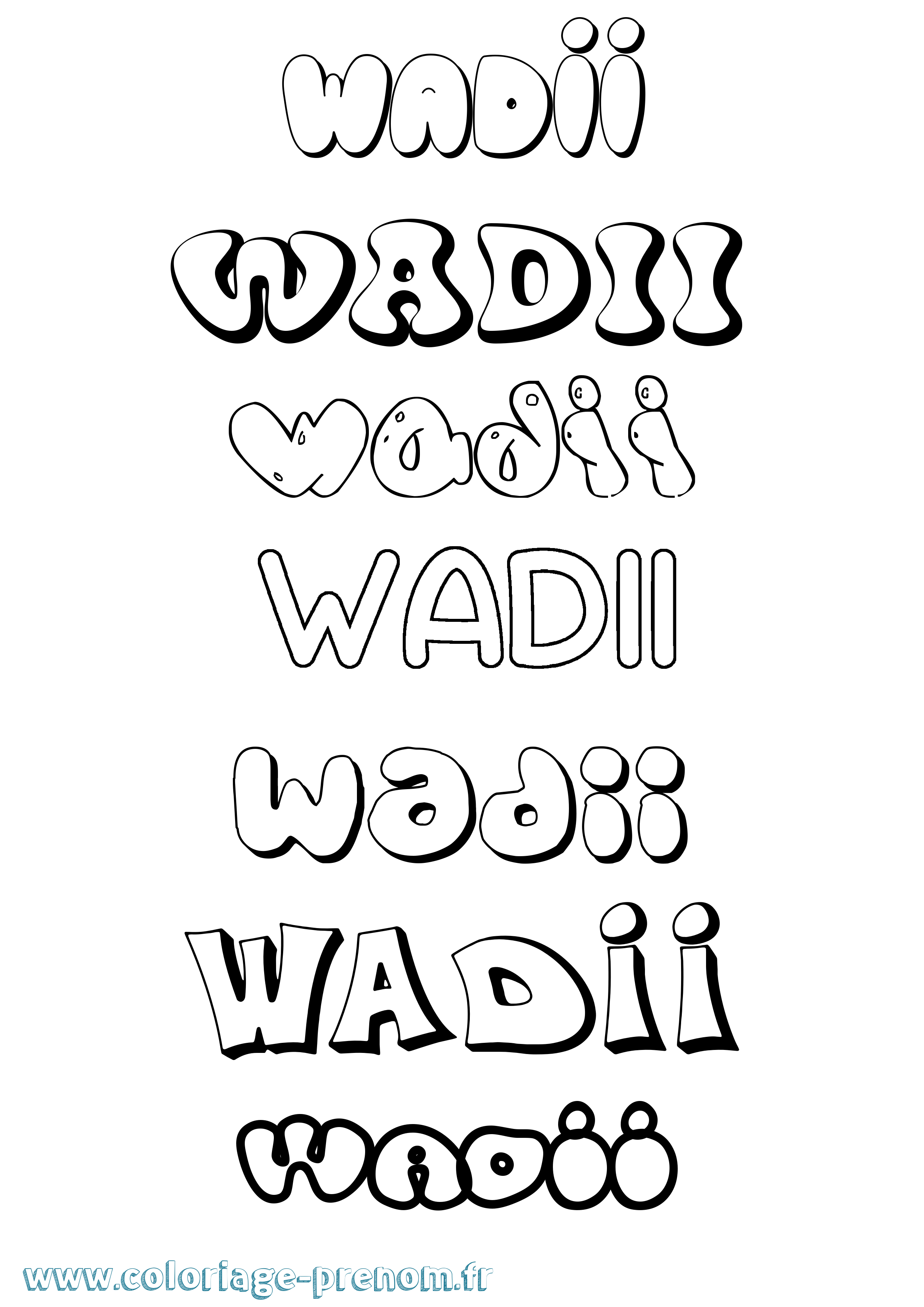 Coloriage Wadii Bubble Coloriage prénom Wadii Bubble