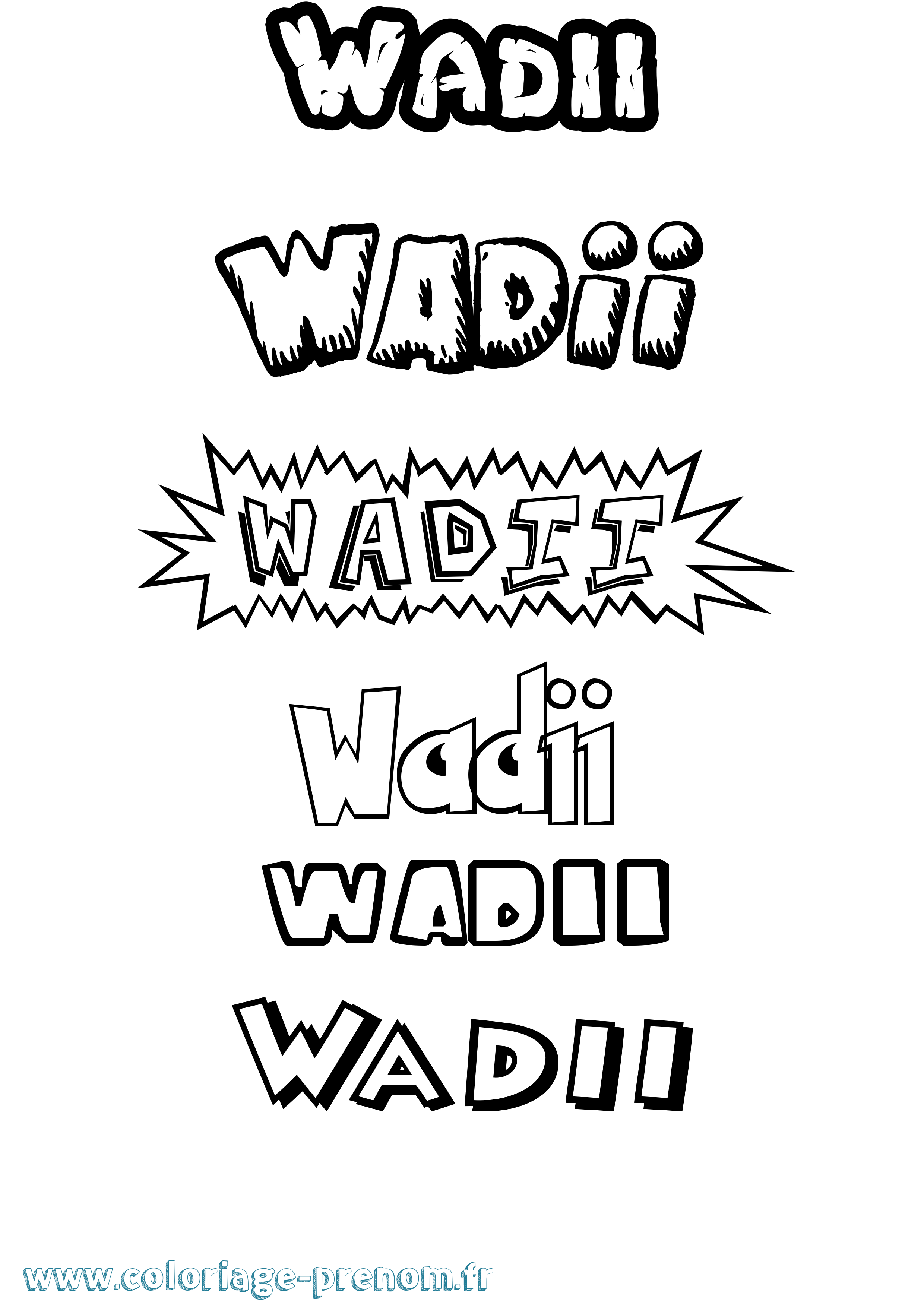 Coloriage Wadii Dessin Animé Coloriage prénom Wadii Dessin Animé
