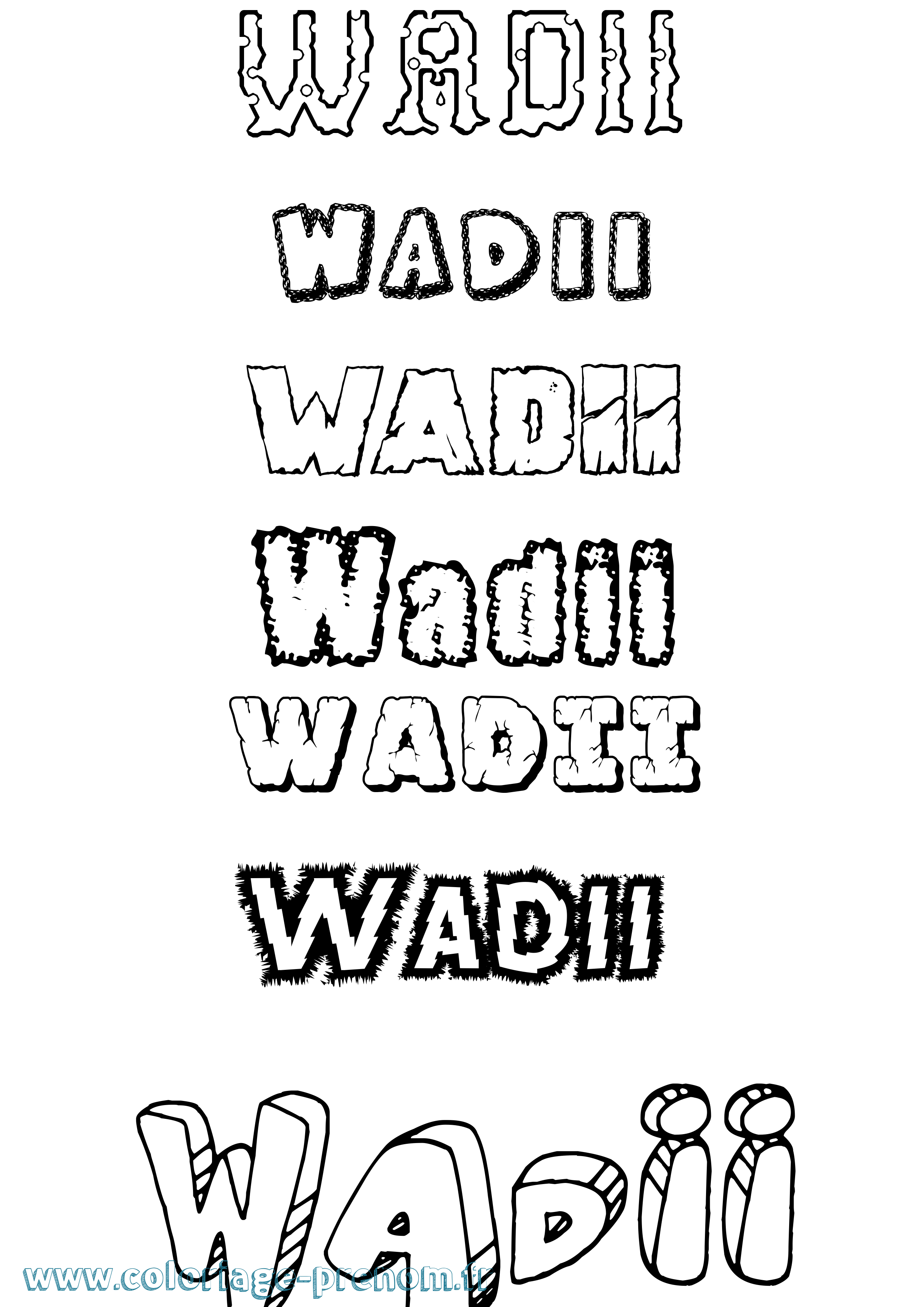 Coloriage Wadii Destructuré Coloriage prénom Wadii Destructuré