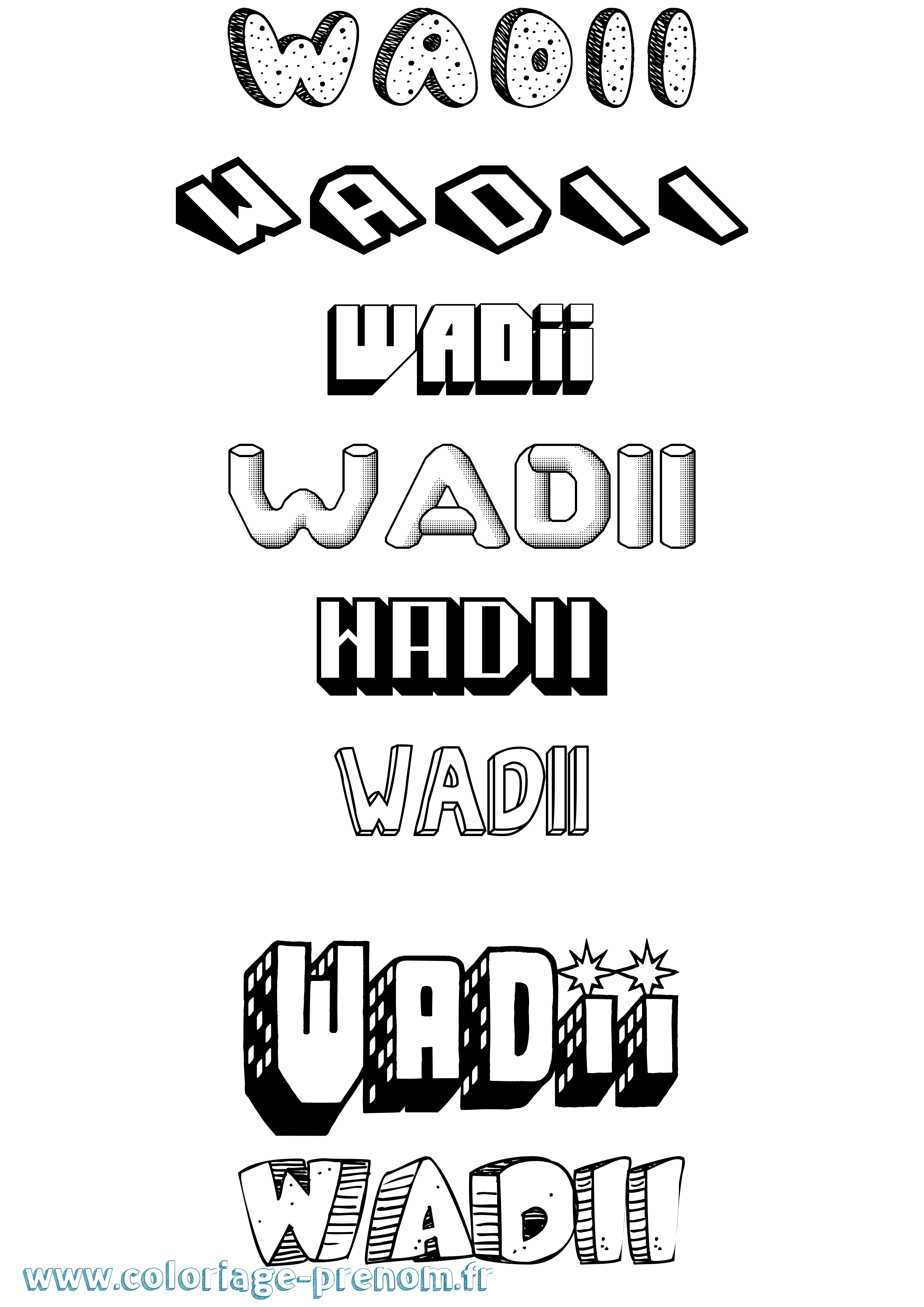 Coloriage Wadii Effet 3D Coloriage prénom Wadii Effet 3D