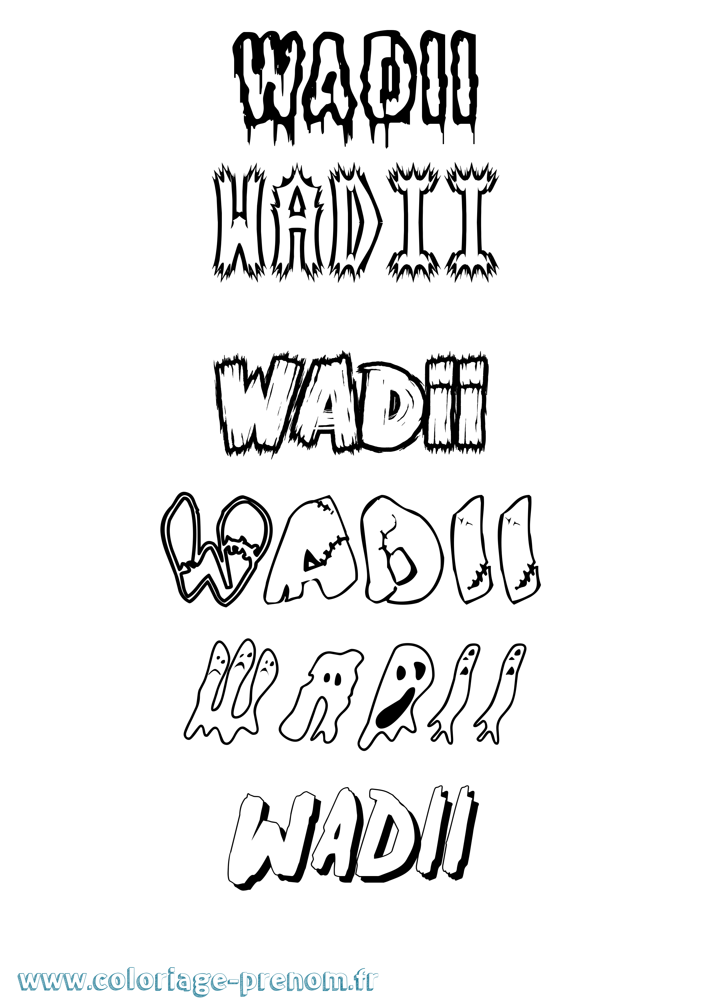 Coloriage Wadii Frisson Coloriage prénom Wadii Frisson