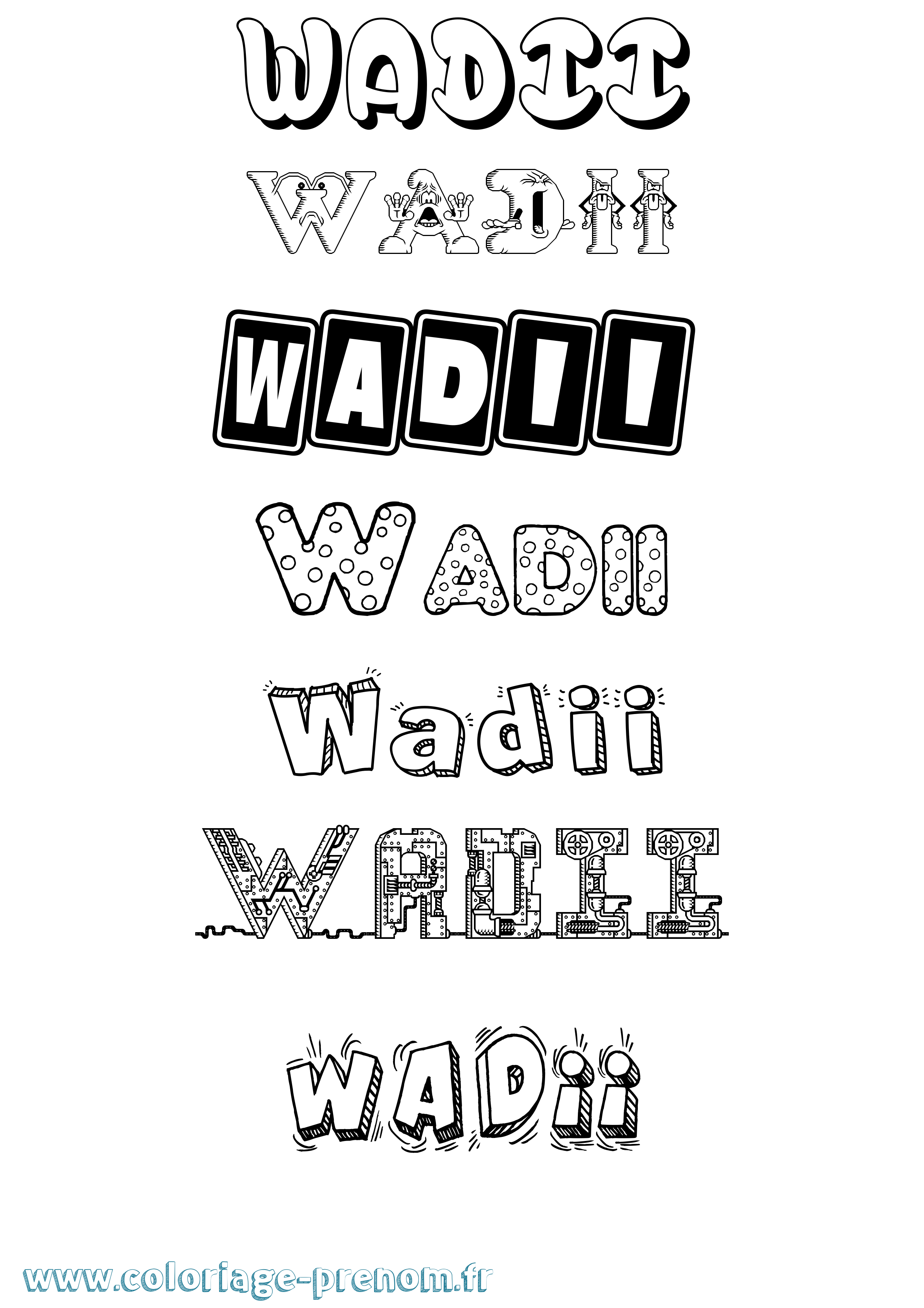 Coloriage Wadii Fun Coloriage prénom Wadii Fun