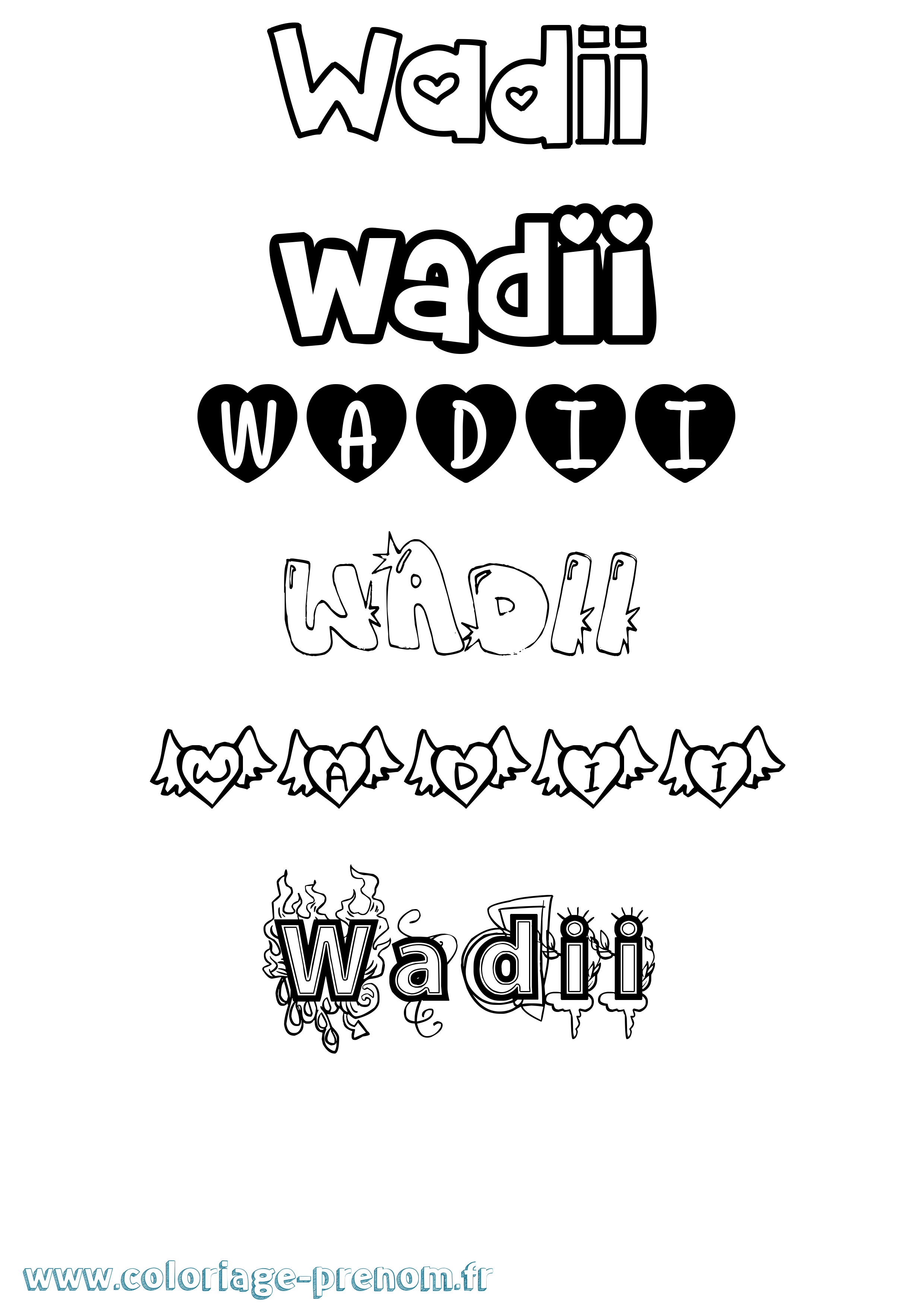Coloriage Wadii Girly Coloriage prénom Wadii Girly