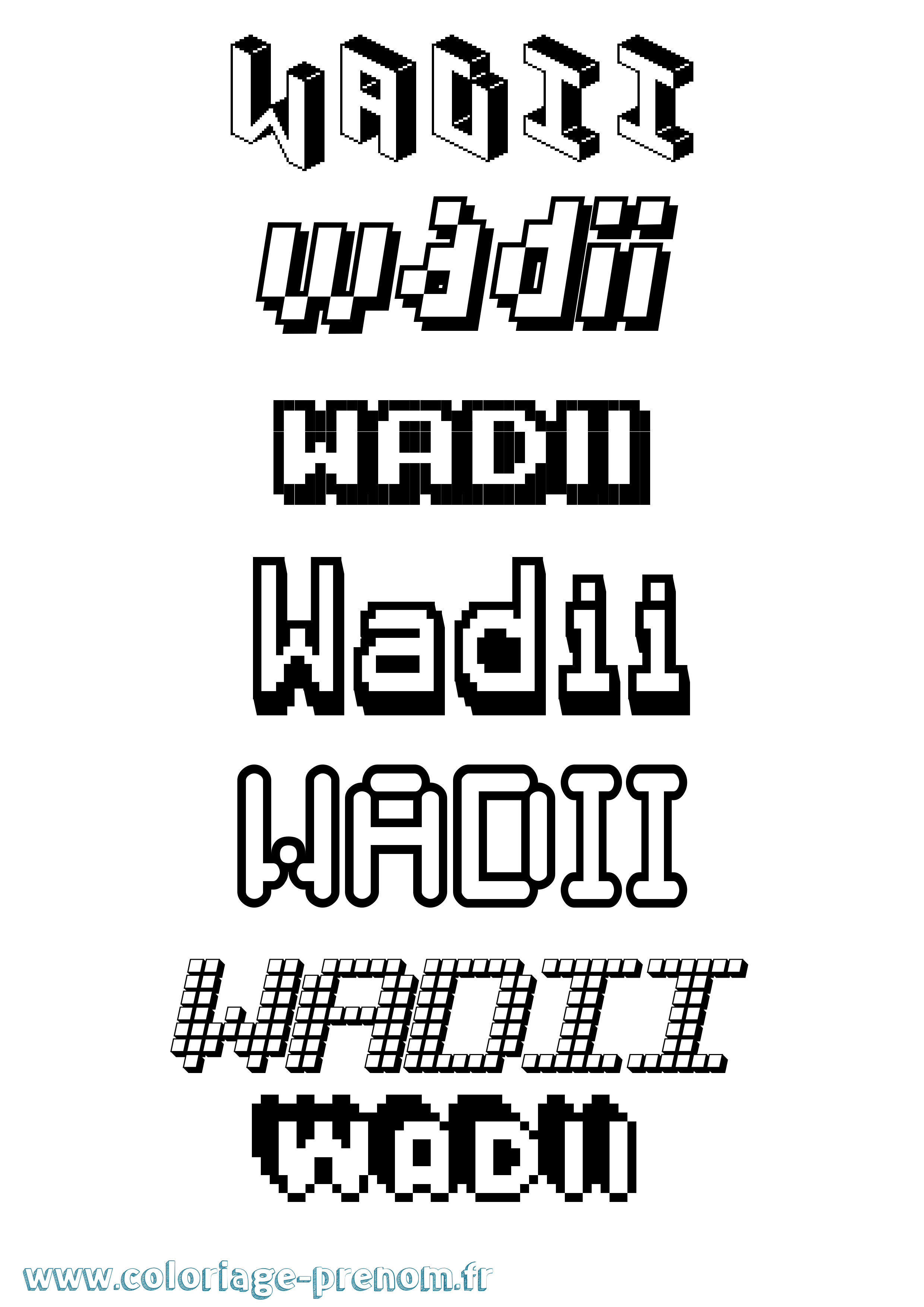 Coloriage Wadii Pixel Coloriage prénom Wadii Pixel