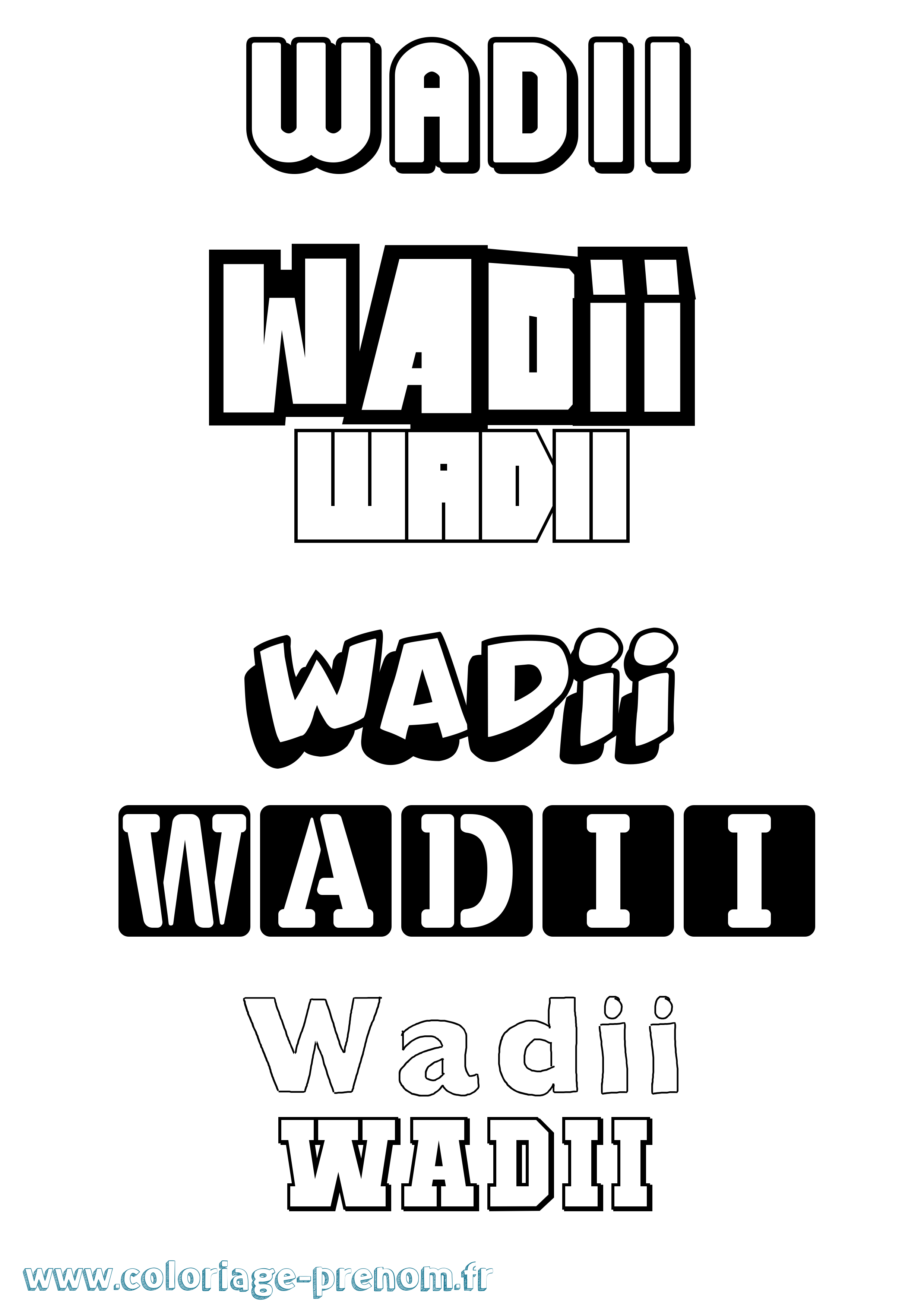 Coloriage Wadii Simple Coloriage prénom Wadii Simple