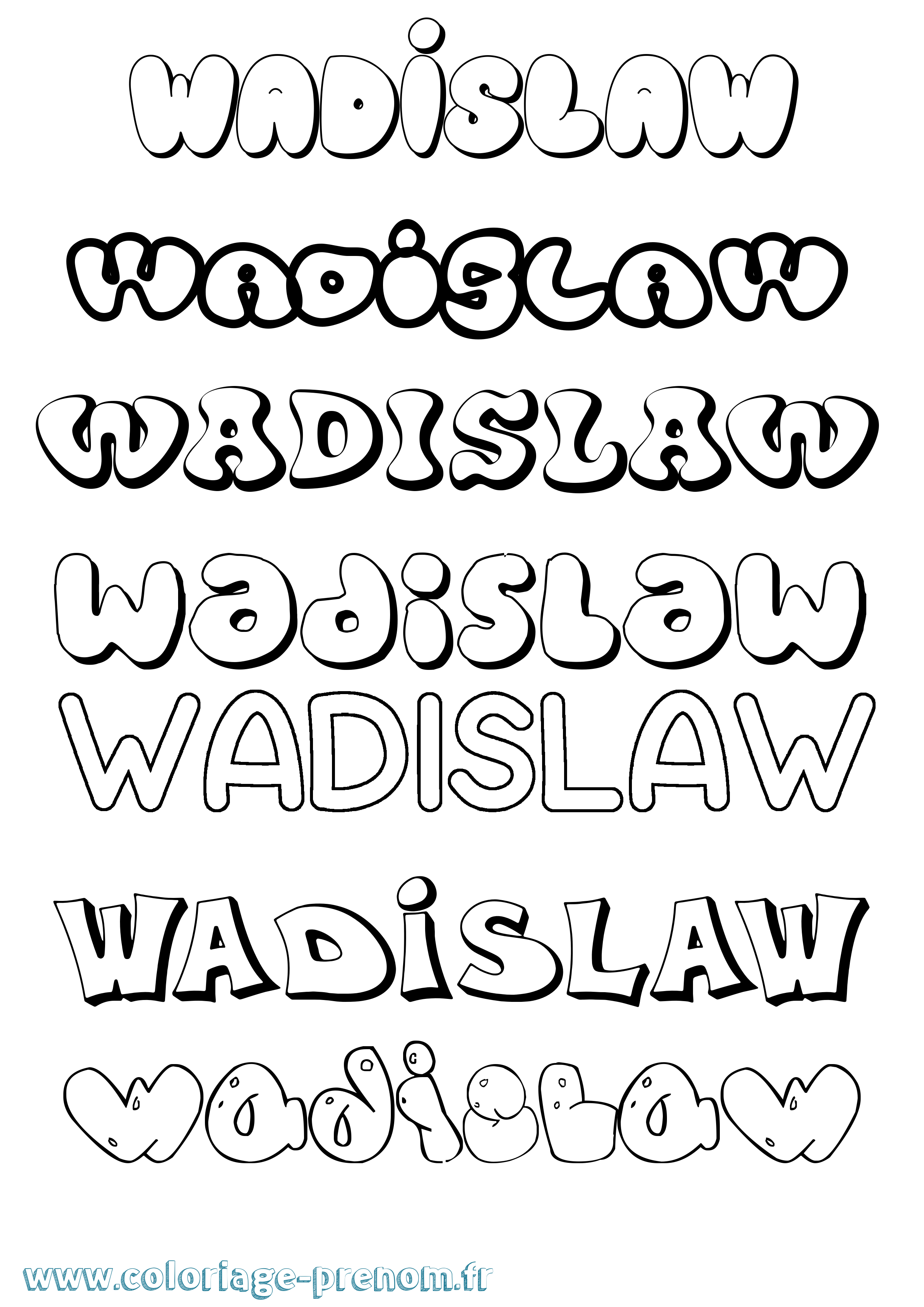 Coloriage Wadislaw Bubble Coloriage prénom Wadislaw Bubble