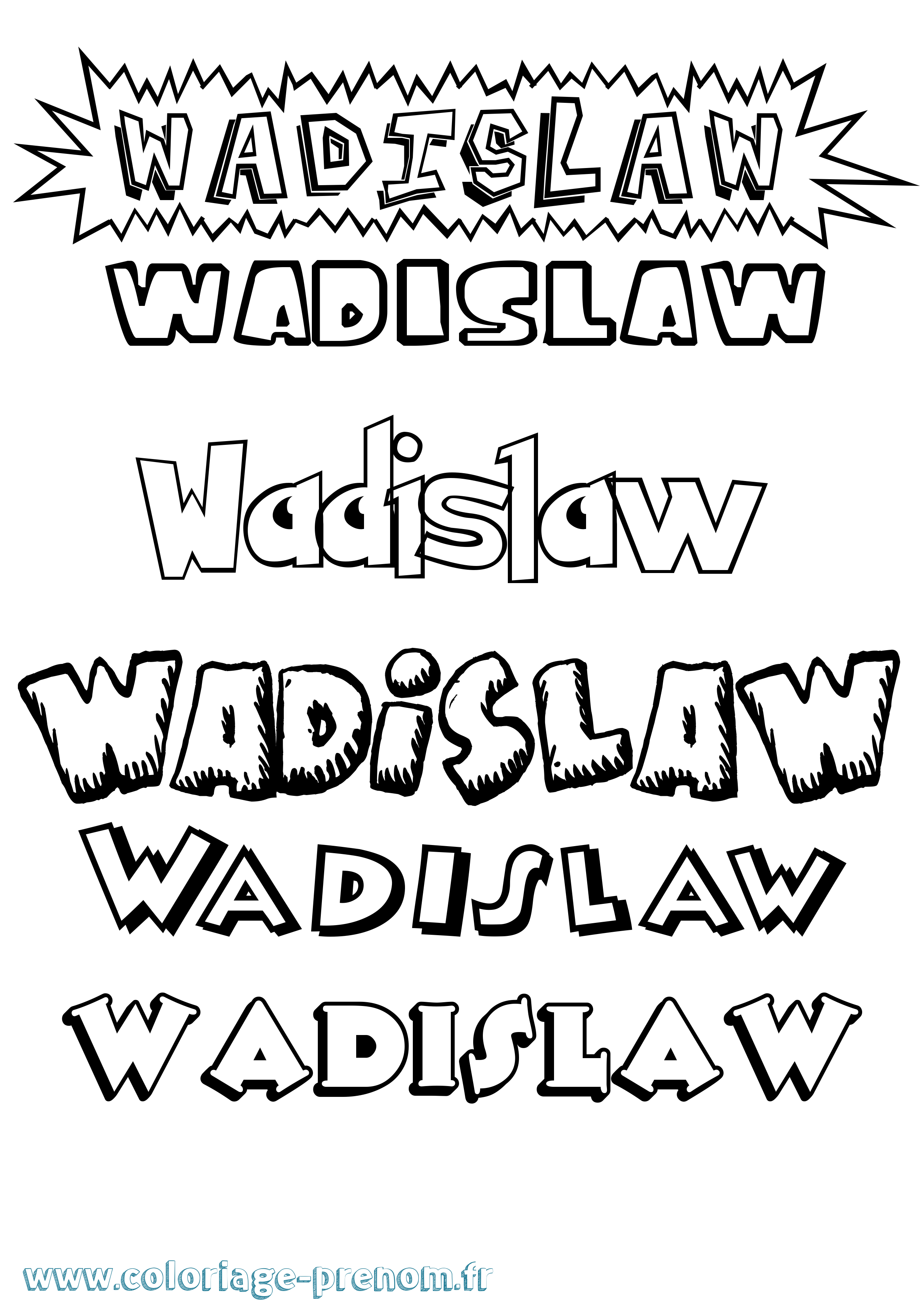 Coloriage Wadislaw Dessin Animé Coloriage prénom Wadislaw Dessin Animé