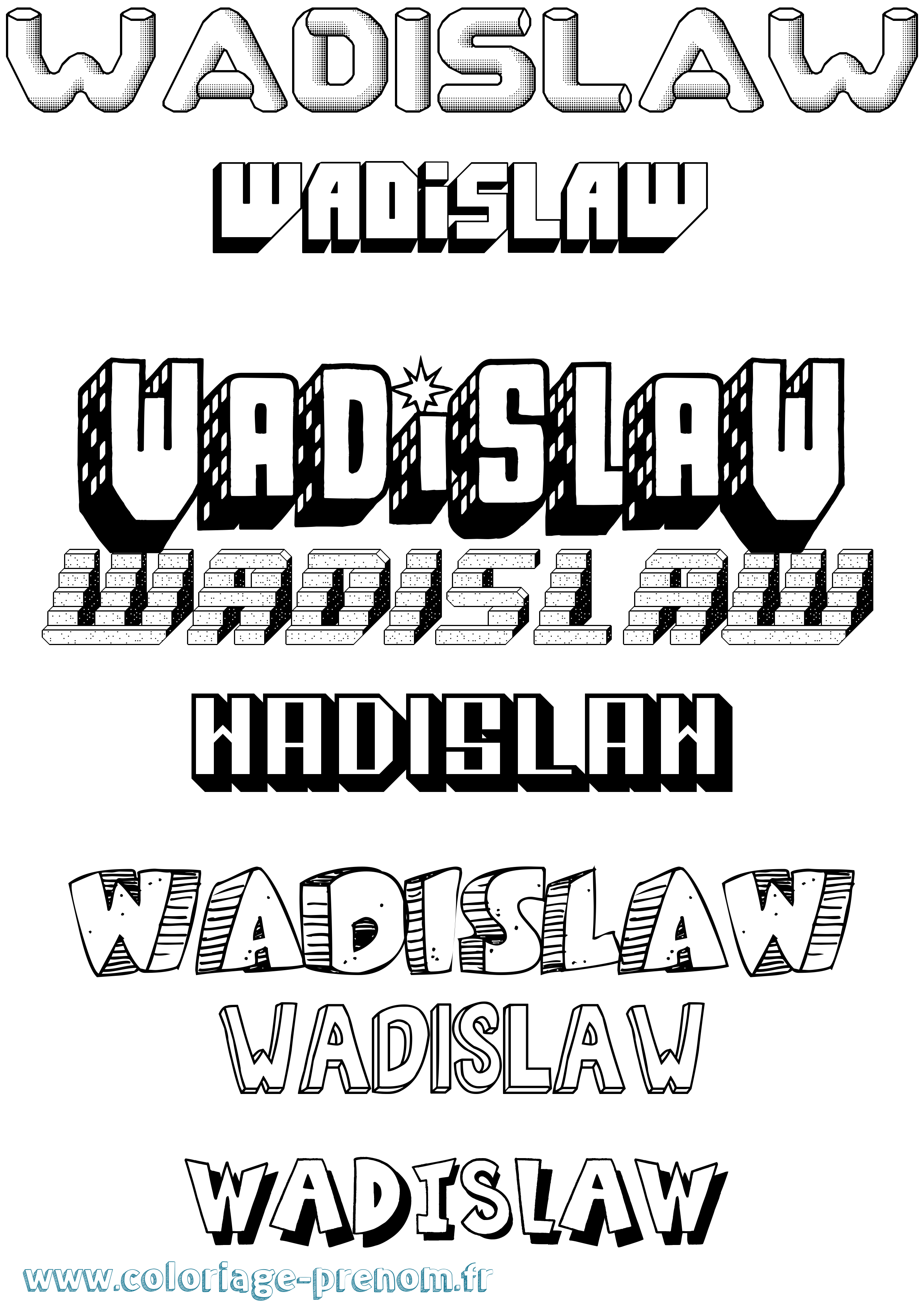 Coloriage Wadislaw Effet 3D Coloriage prénom Wadislaw Effet 3D