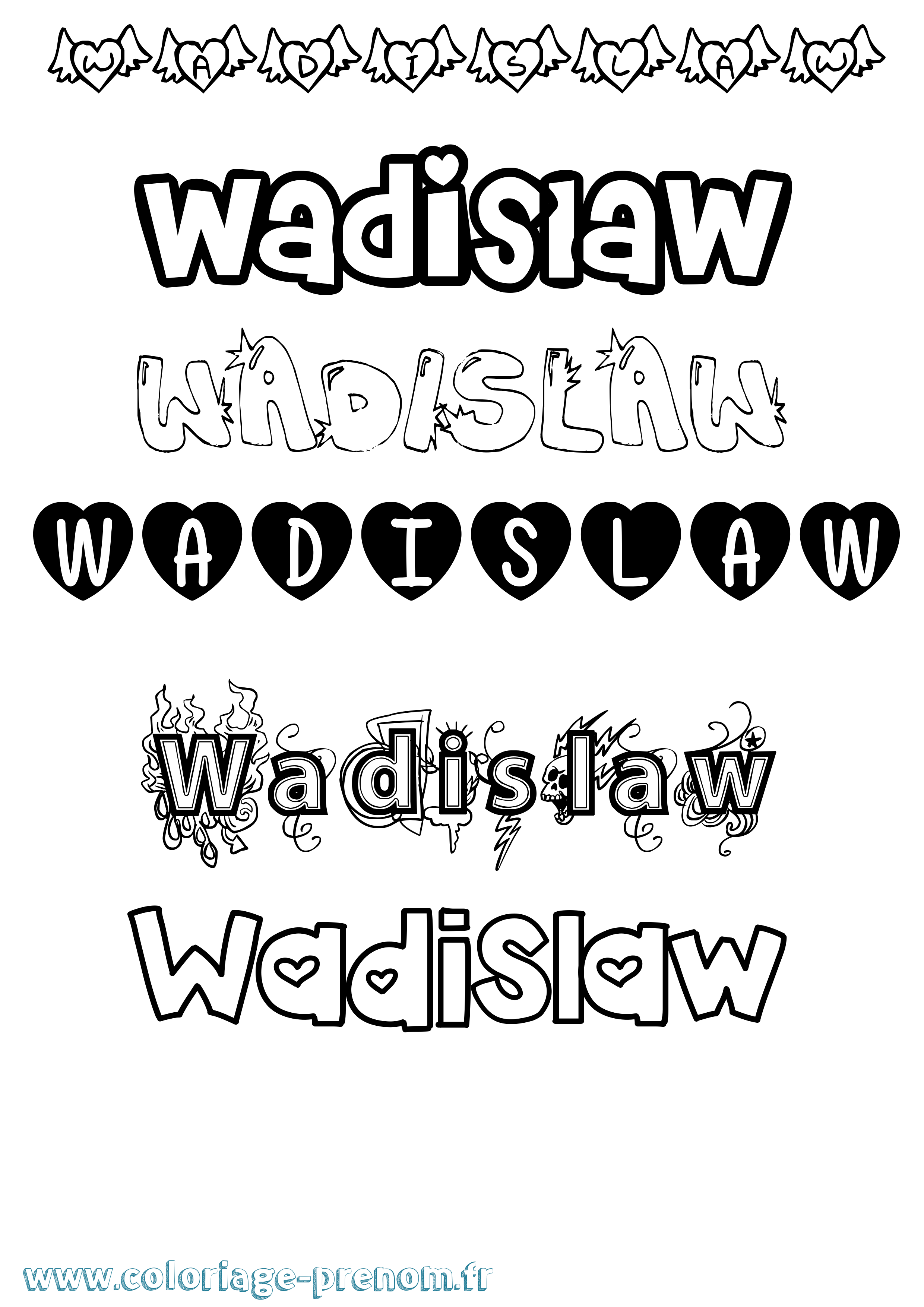Coloriage Wadislaw Girly Coloriage prénom Wadislaw Girly