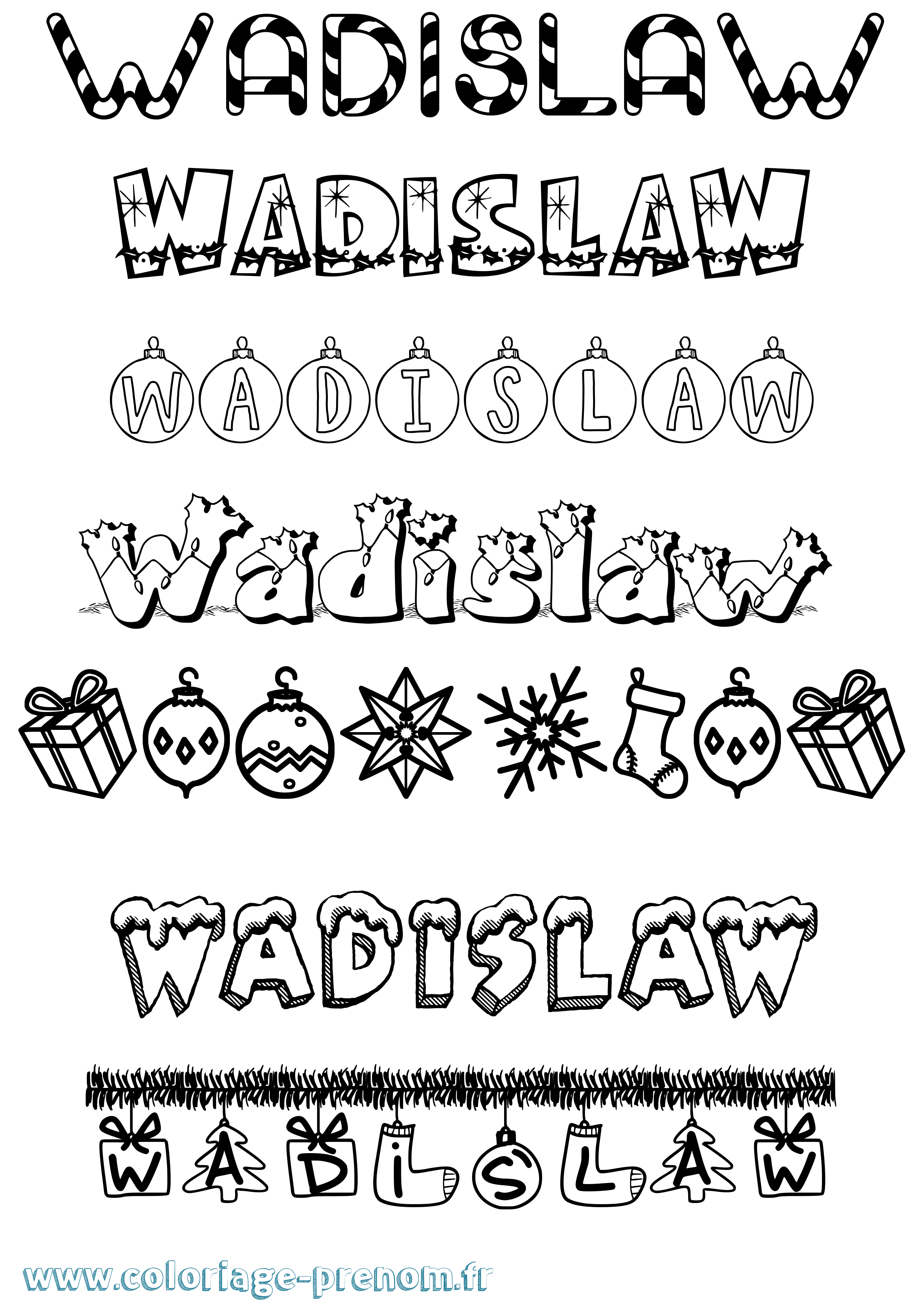 Coloriage Wadislaw Noël Coloriage prénom Wadislaw Noël