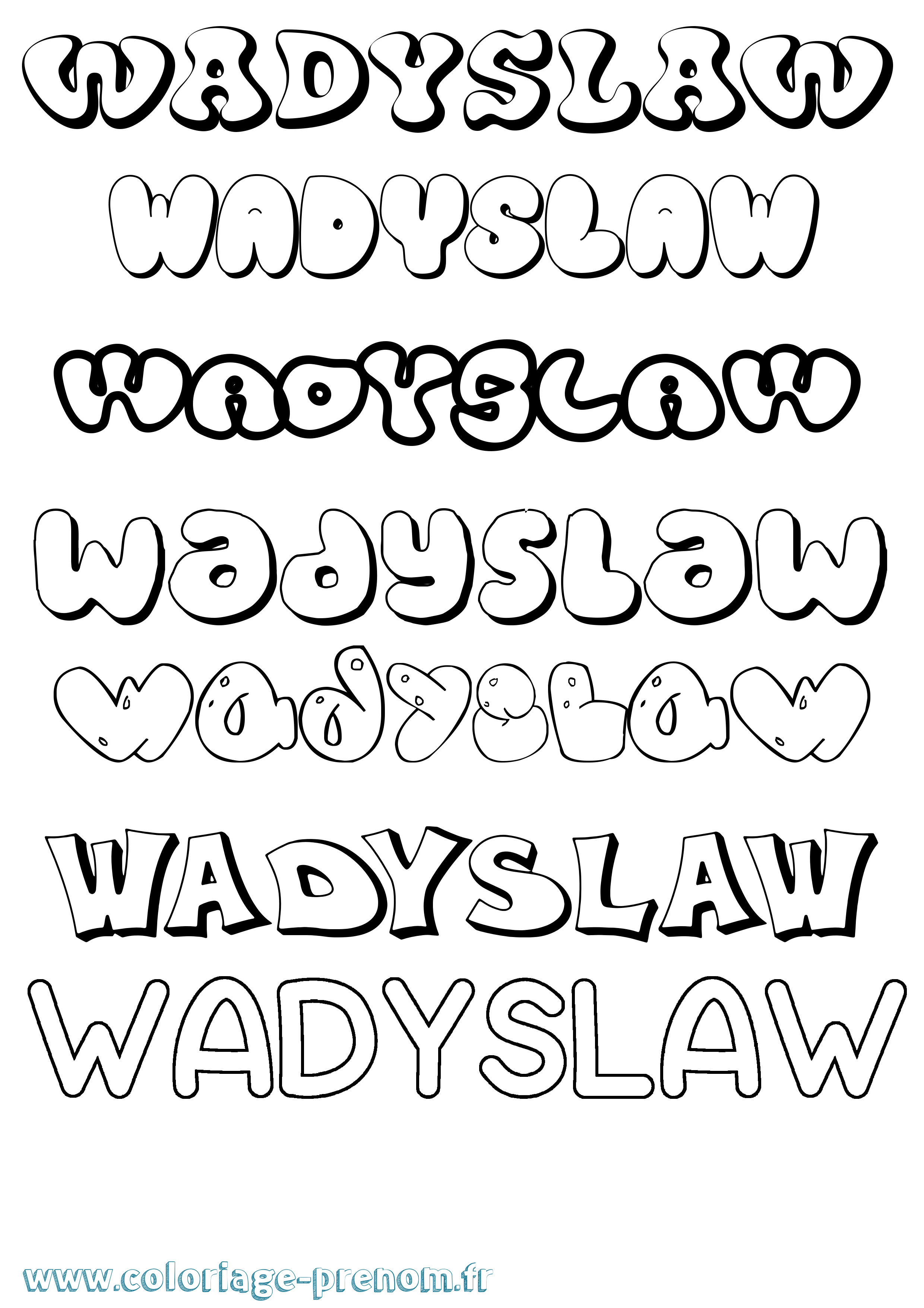 Coloriage Wadyslaw Bubble Coloriage prénom Wadyslaw Bubble