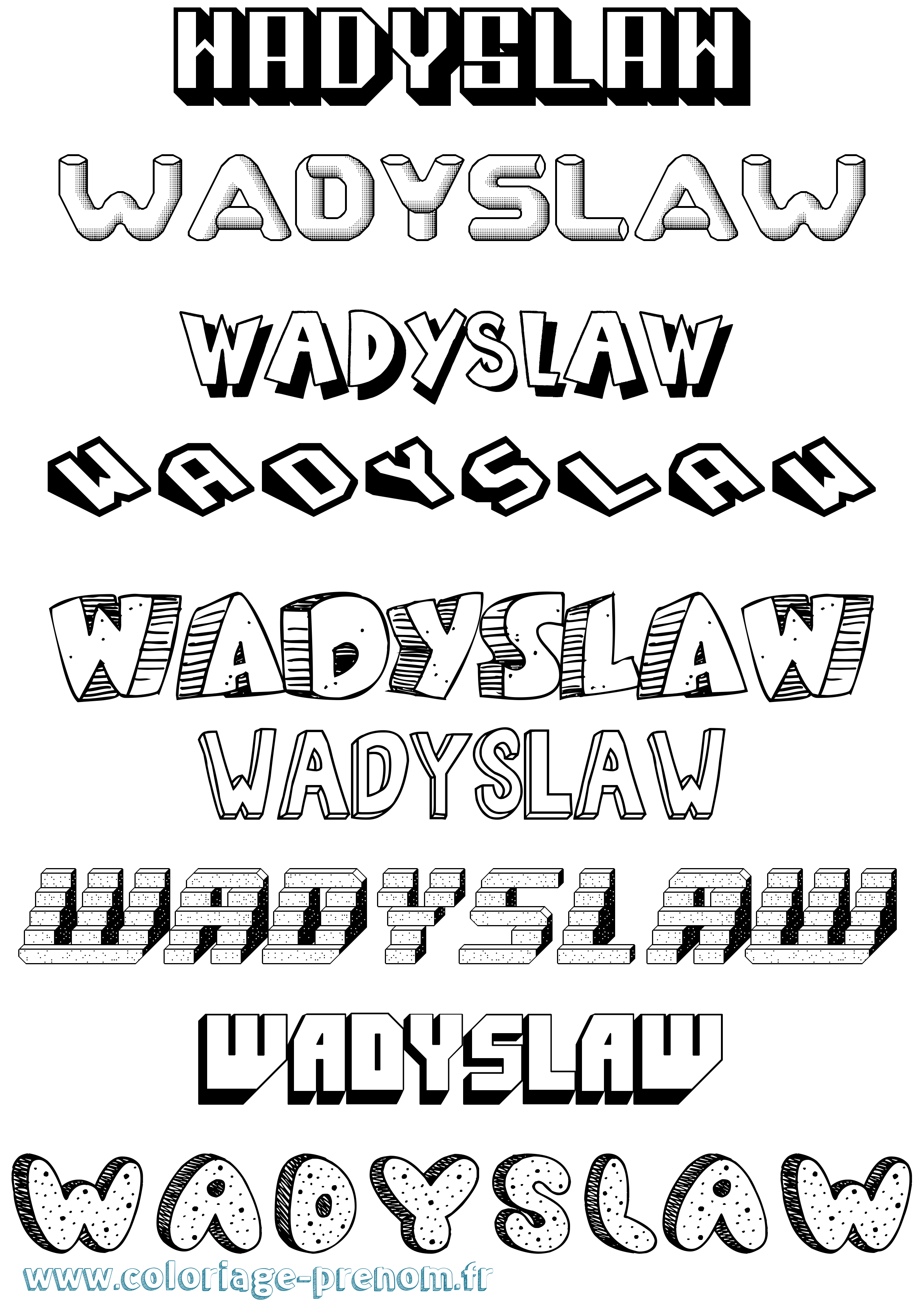 Coloriage Wadyslaw Effet 3D Coloriage prénom Wadyslaw Effet 3D