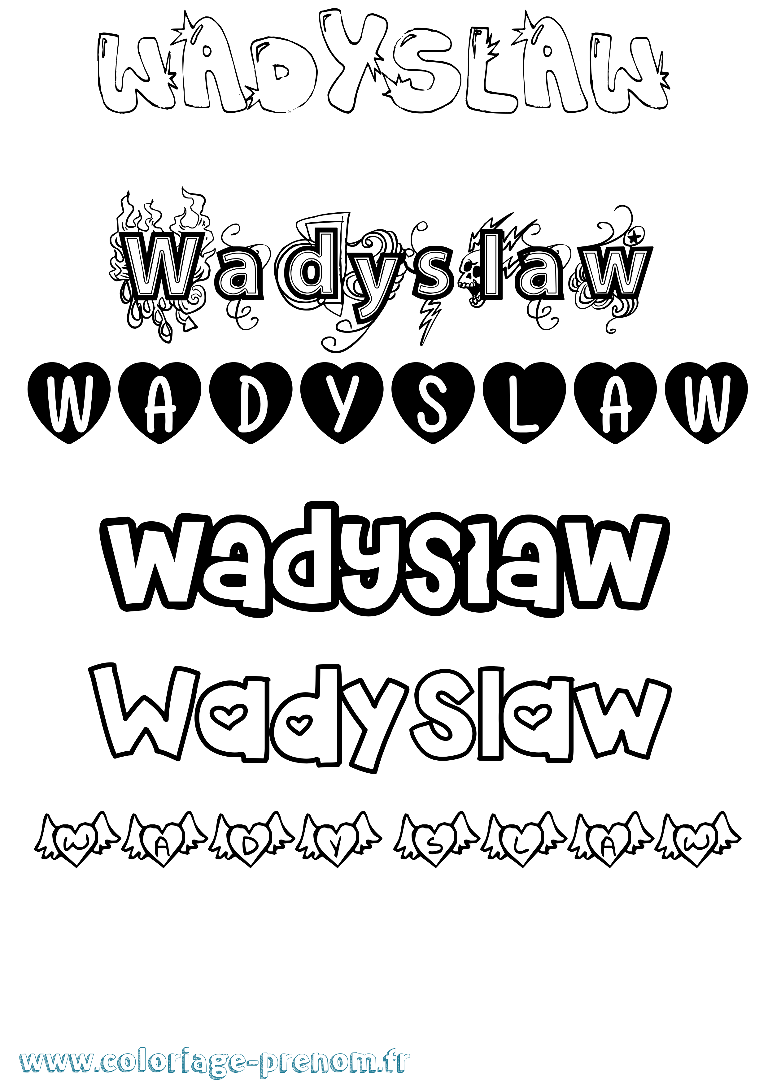 Coloriage Wadyslaw Girly Coloriage prénom Wadyslaw Girly