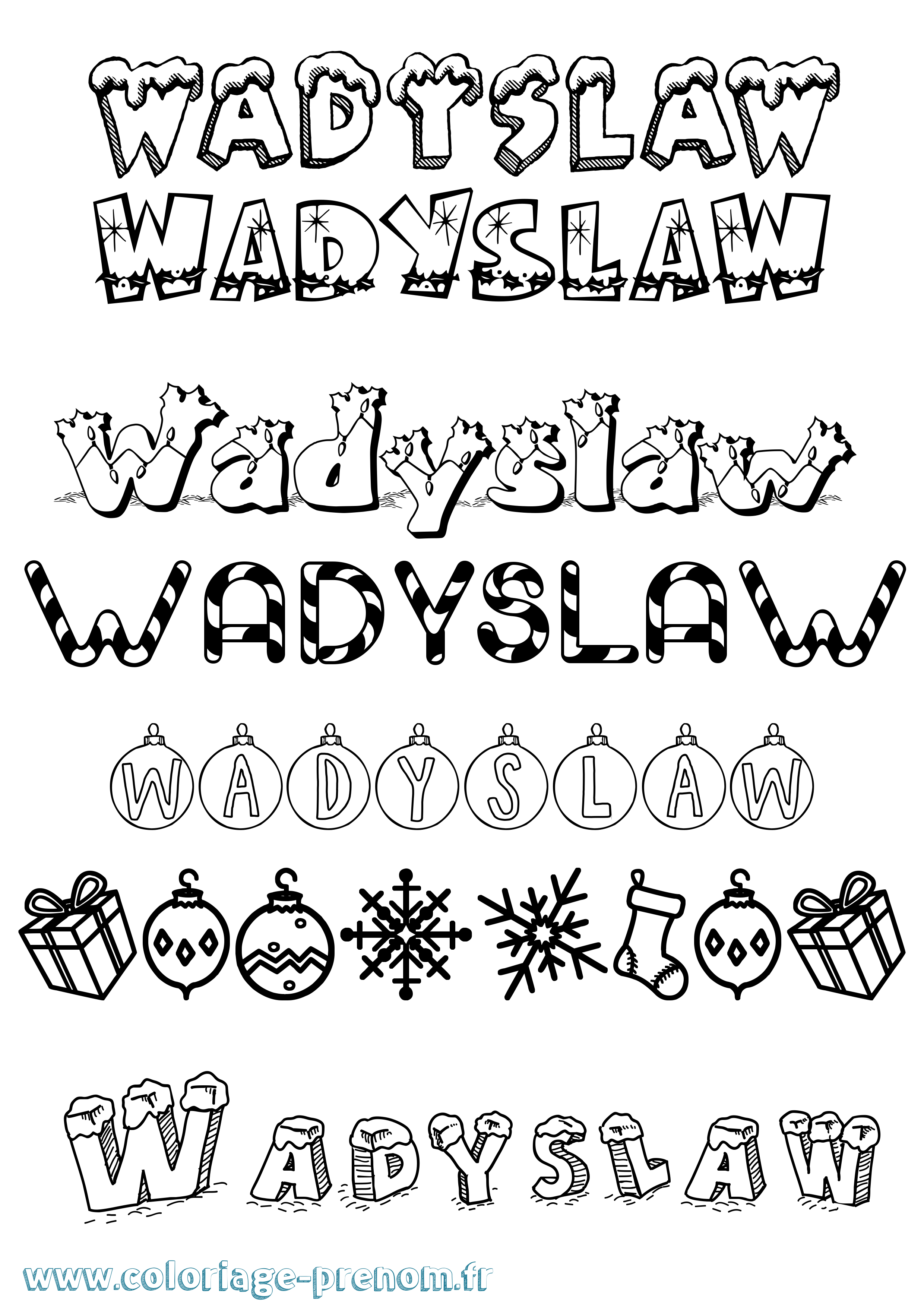 Coloriage Wadyslaw Noël Coloriage prénom Wadyslaw Noël