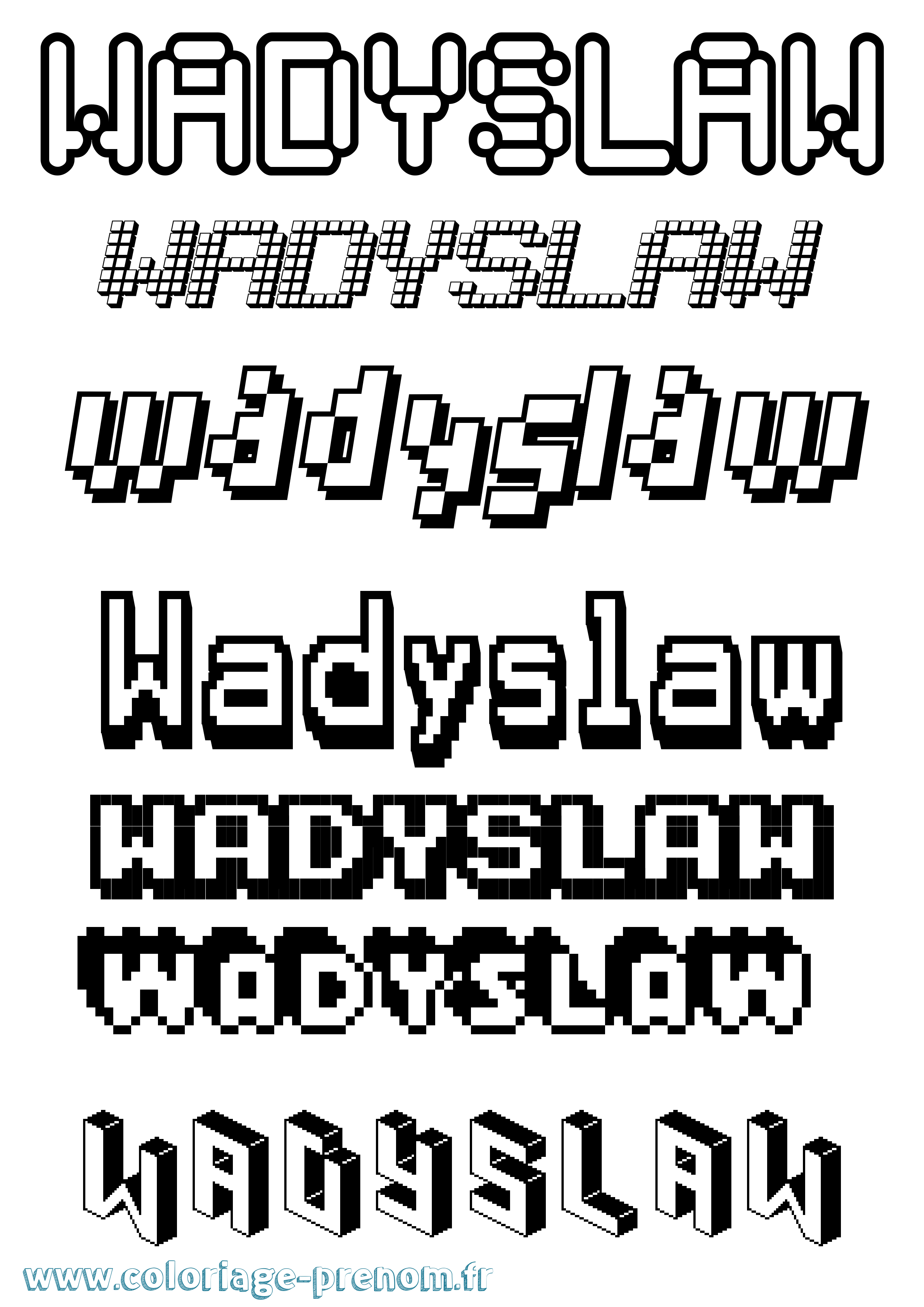 Coloriage Wadyslaw Pixel Coloriage prénom Wadyslaw Pixel