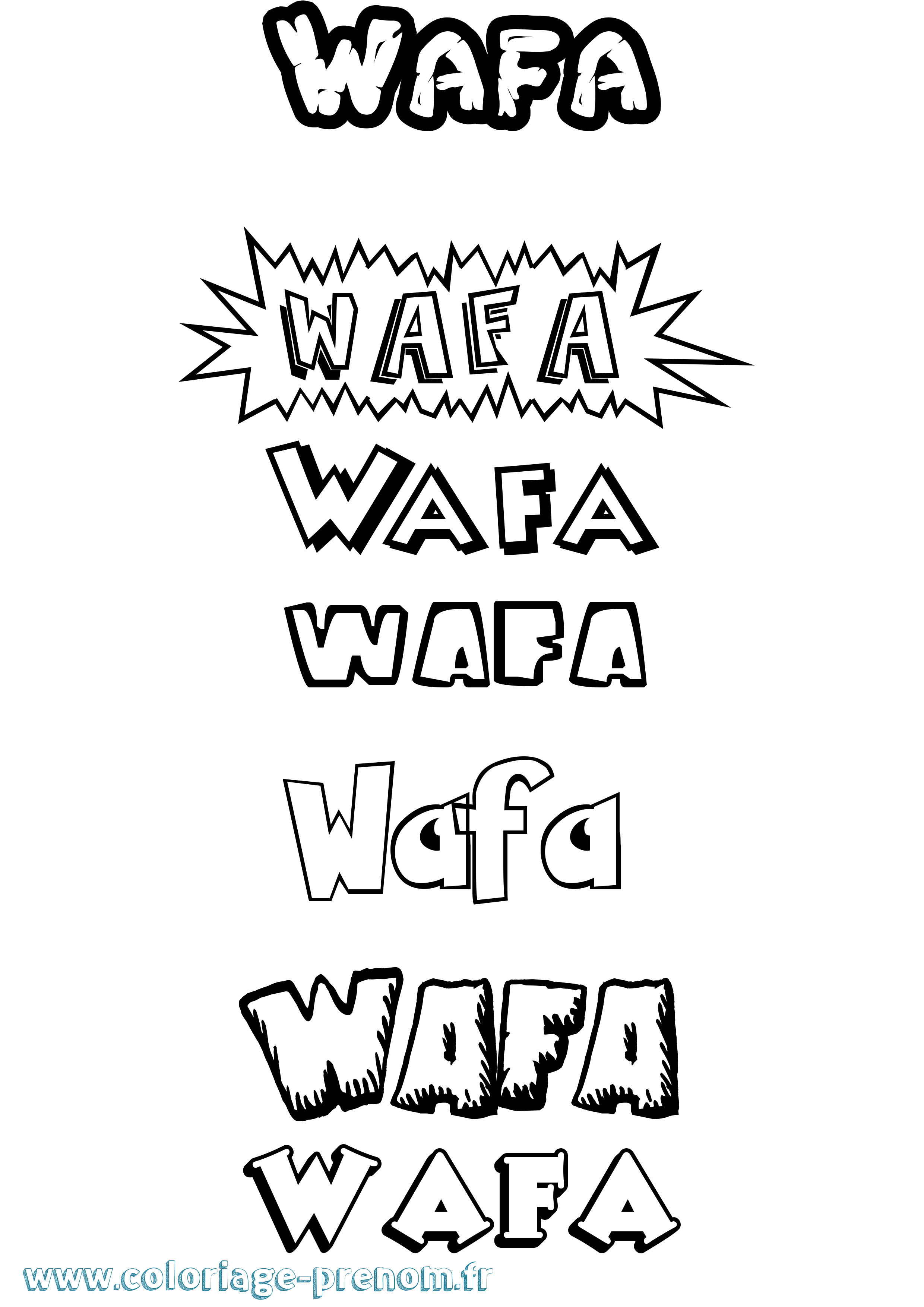 Coloriage Wafa Dessin Animé Coloriage prénom Wafa Dessin Animé