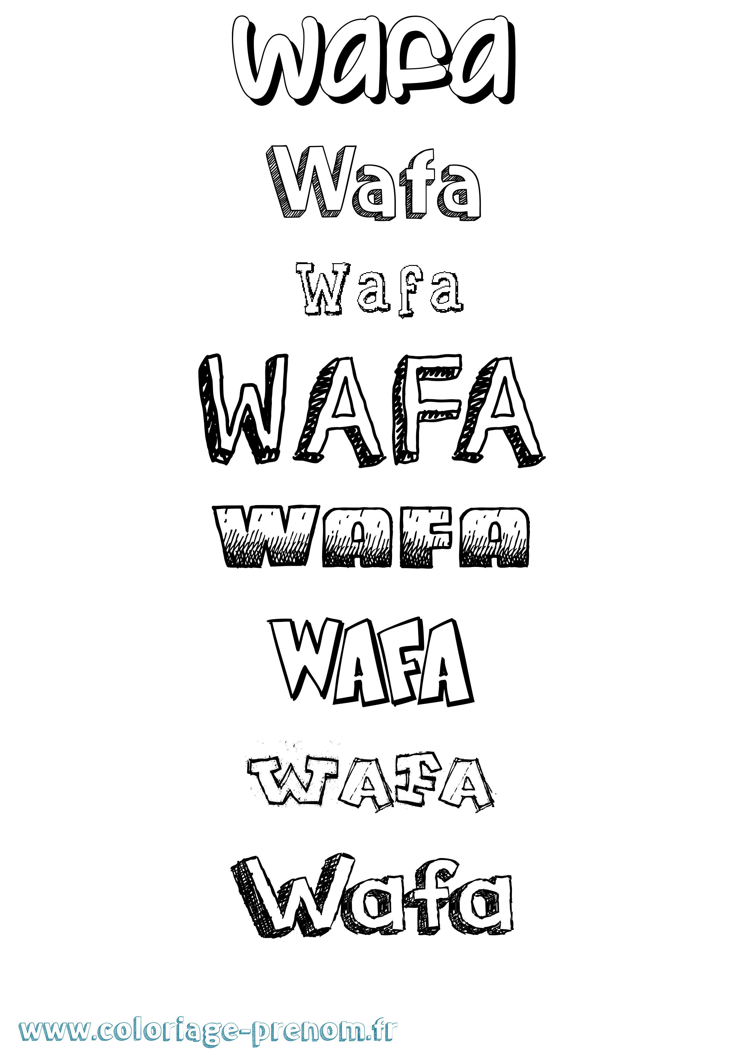 Coloriage Wafa Dessiné Coloriage prénom Wafa Dessiné