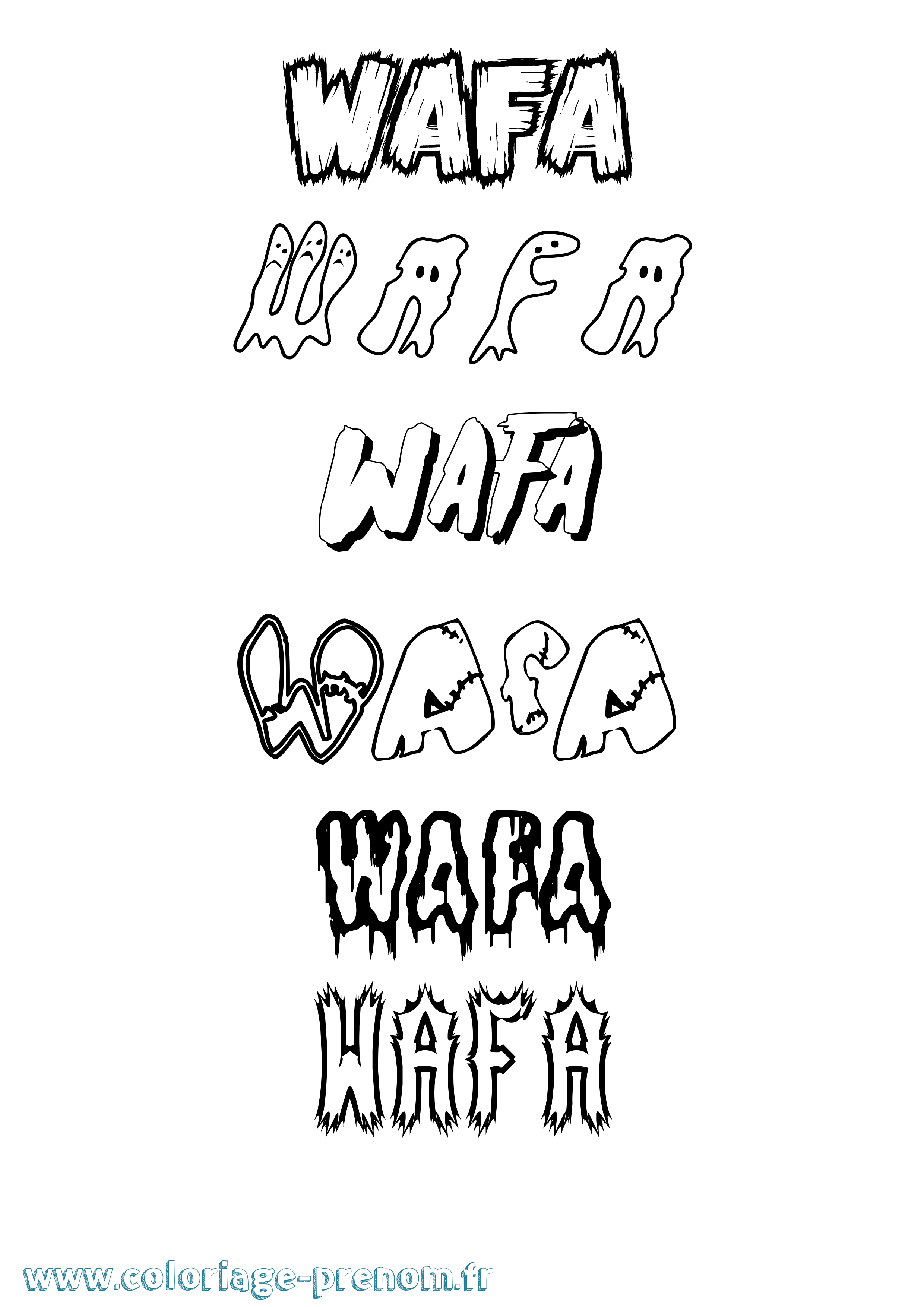 Coloriage Wafa Frisson Coloriage prénom Wafa Frisson