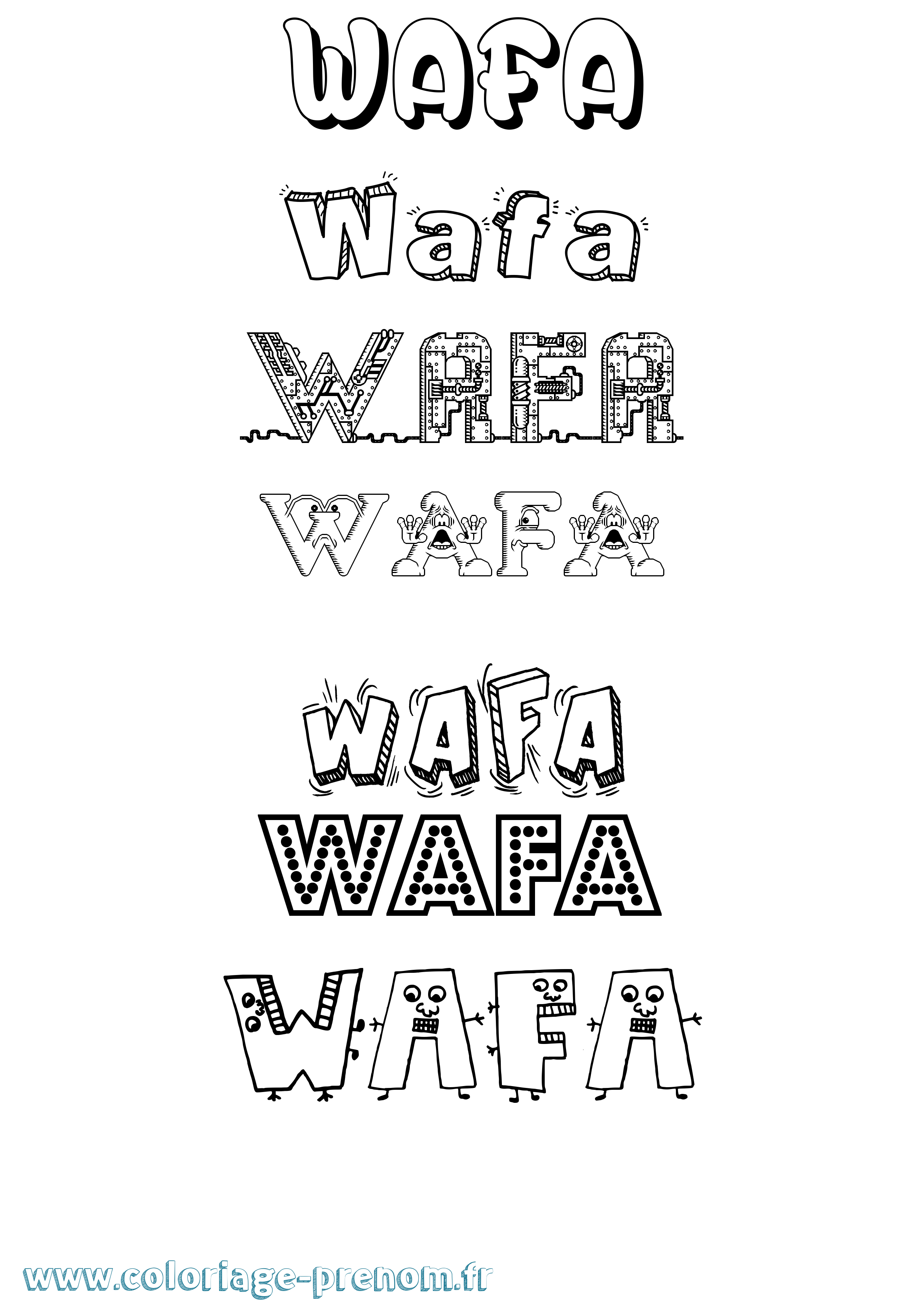Coloriage Wafa Fun Coloriage prénom Wafa Fun