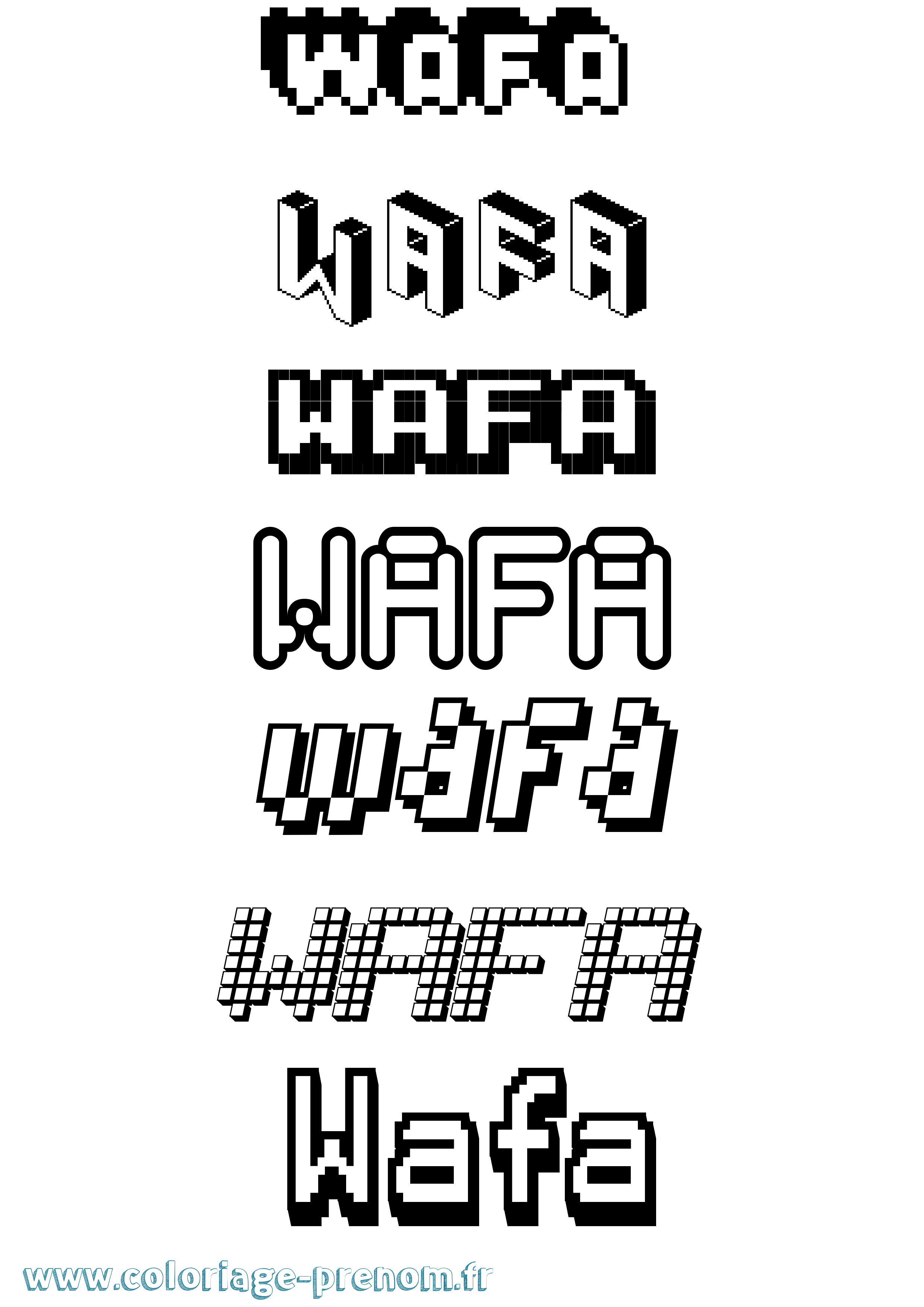 Coloriage Wafa Pixel Coloriage prénom Wafa Pixel