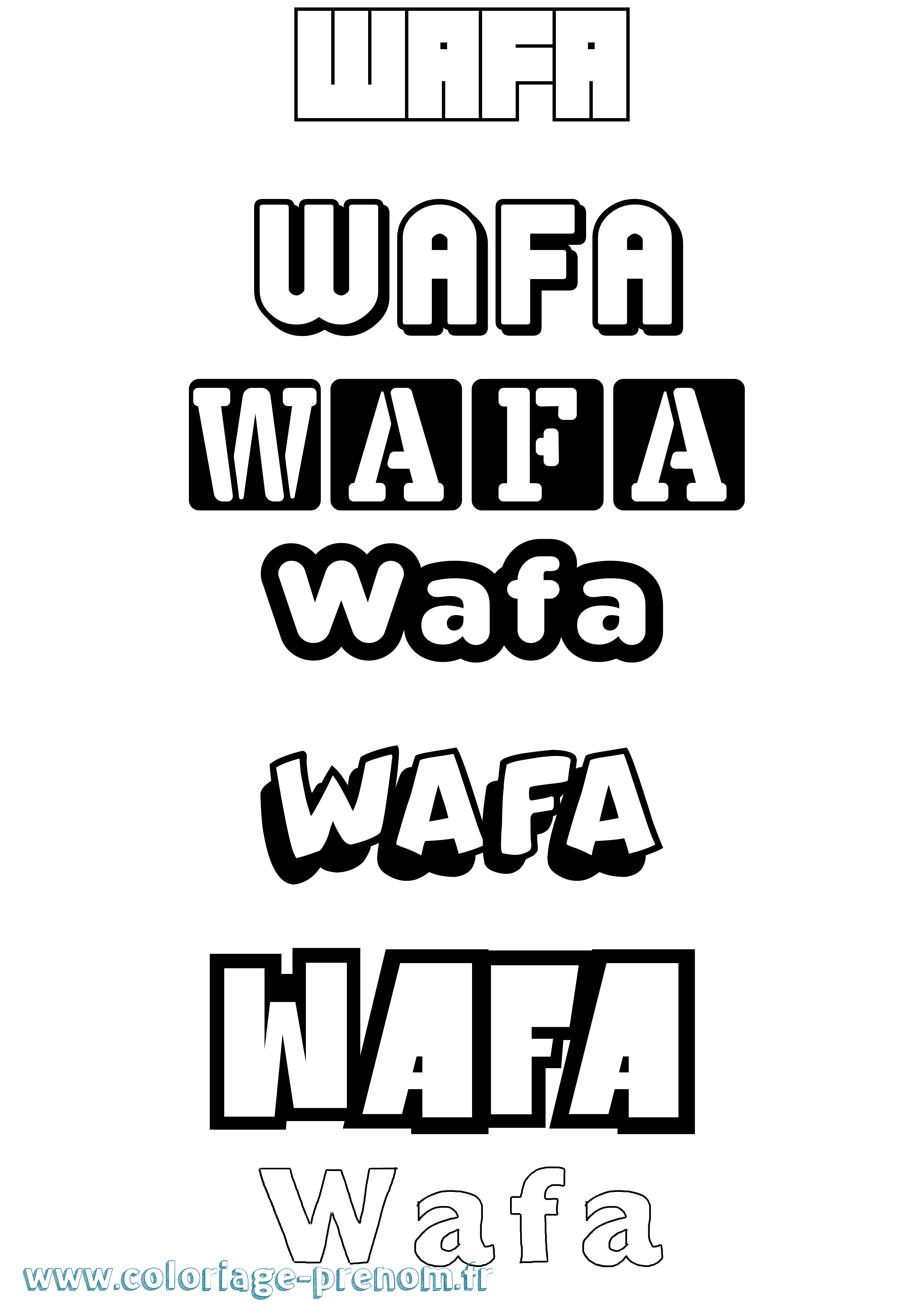 Coloriage Wafa Simple Coloriage prénom Wafa Simple