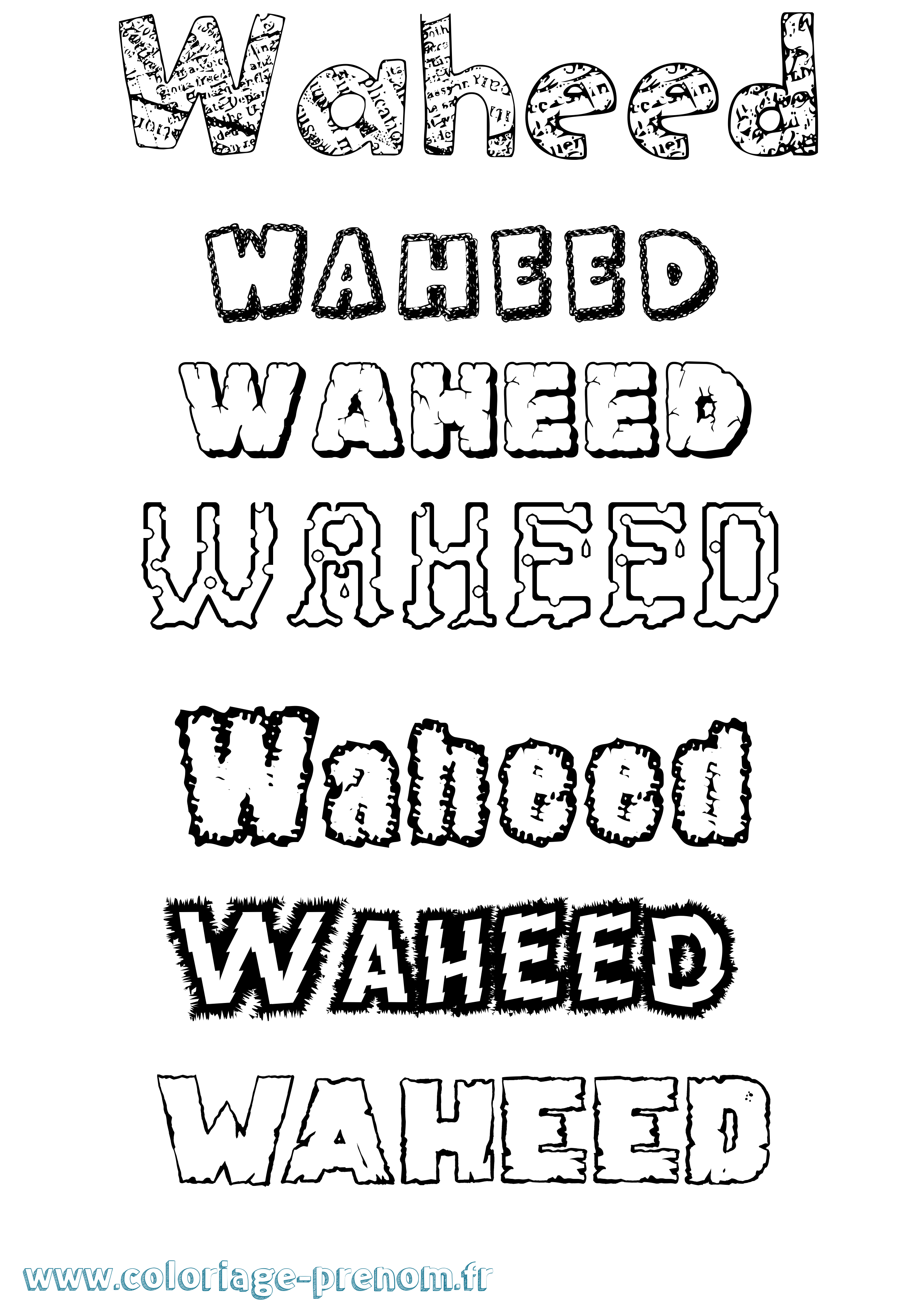 Coloriage Waheed Destructuré Coloriage prénom Waheed Destructuré