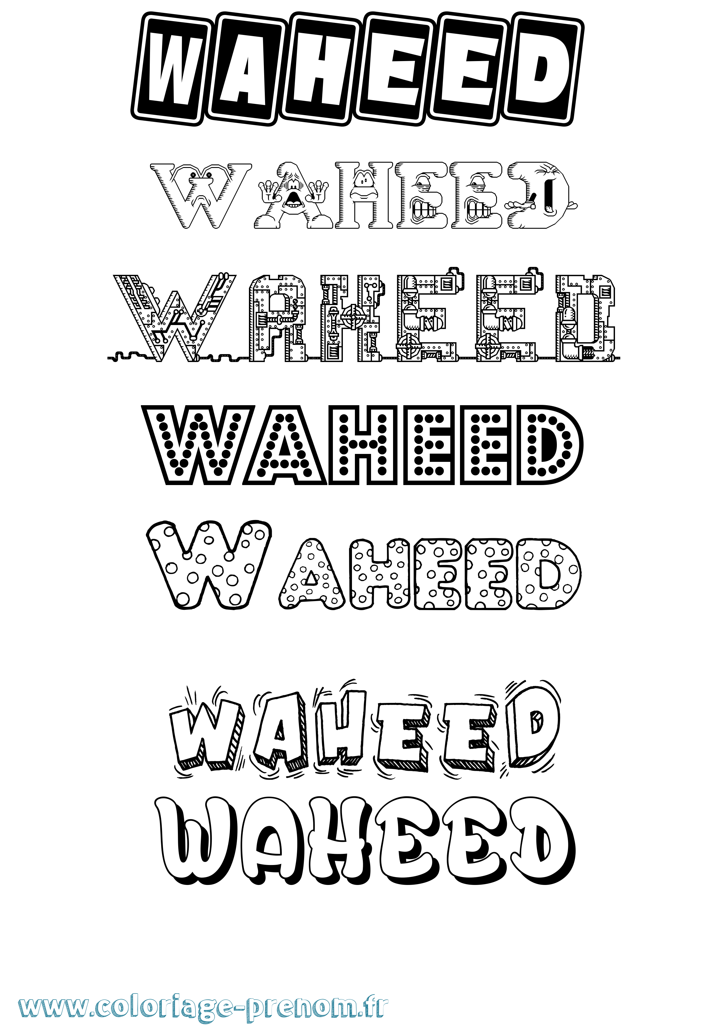 Coloriage Waheed Fun Coloriage prénom Waheed Fun