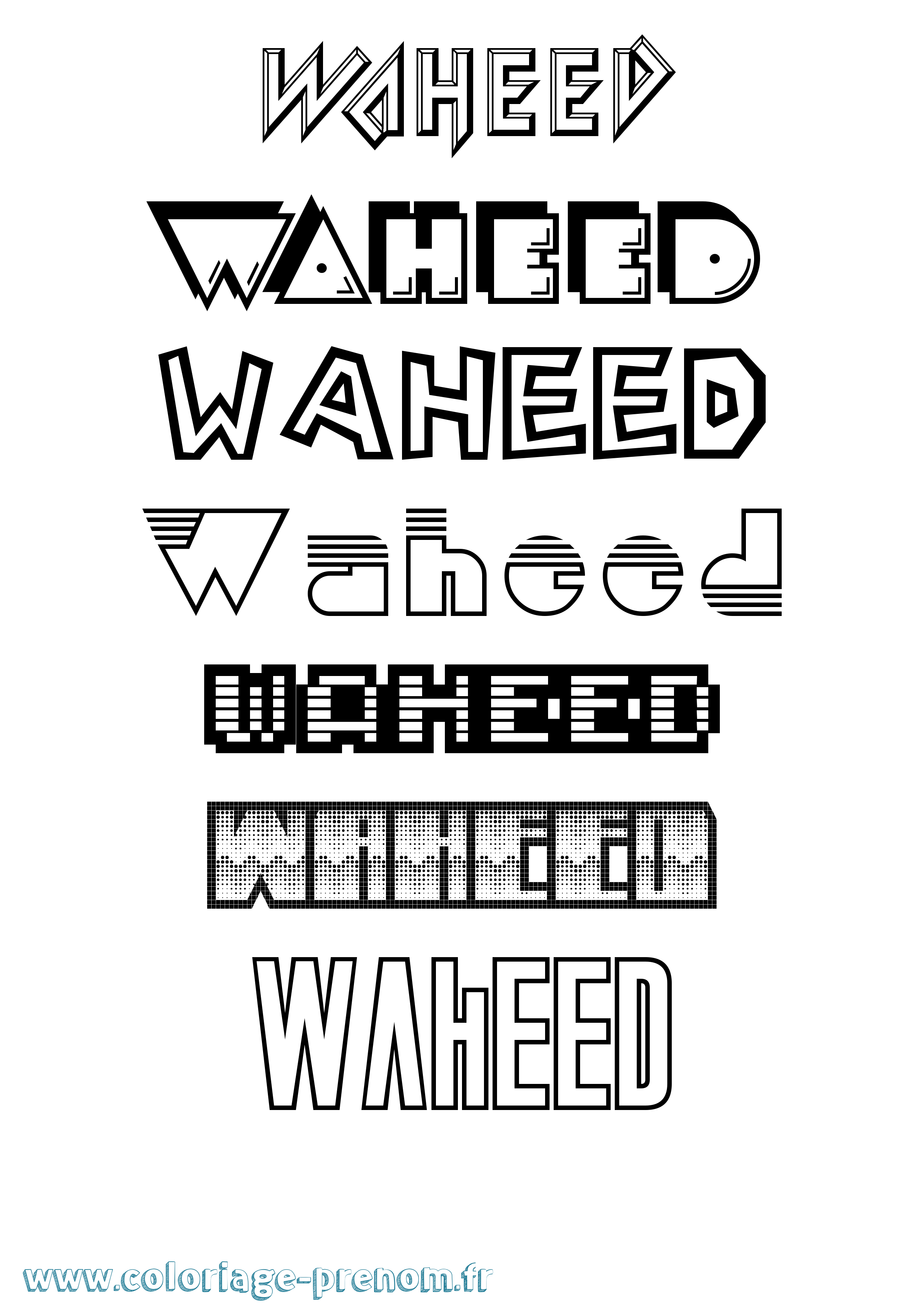 Coloriage Waheed Jeux Vidéos Coloriage prénom Waheed Jeux Vidéos