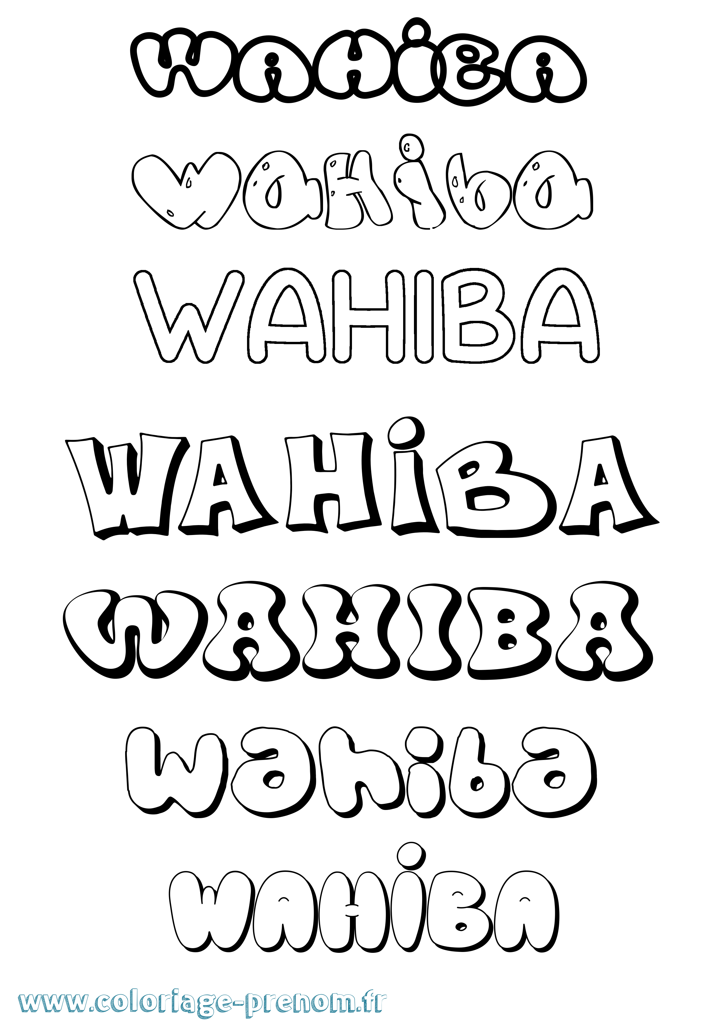Coloriage Wahiba Bubble Coloriage prénom Wahiba Bubble