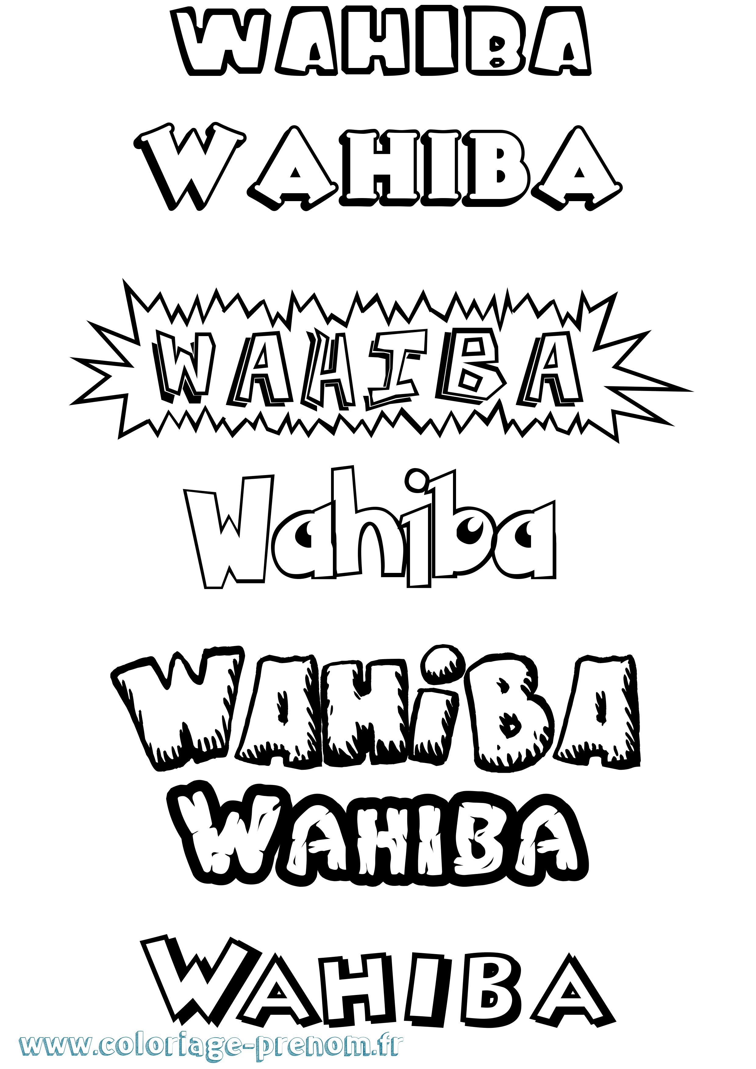 Coloriage Wahiba Dessin Animé Coloriage prénom Wahiba Dessin Animé
