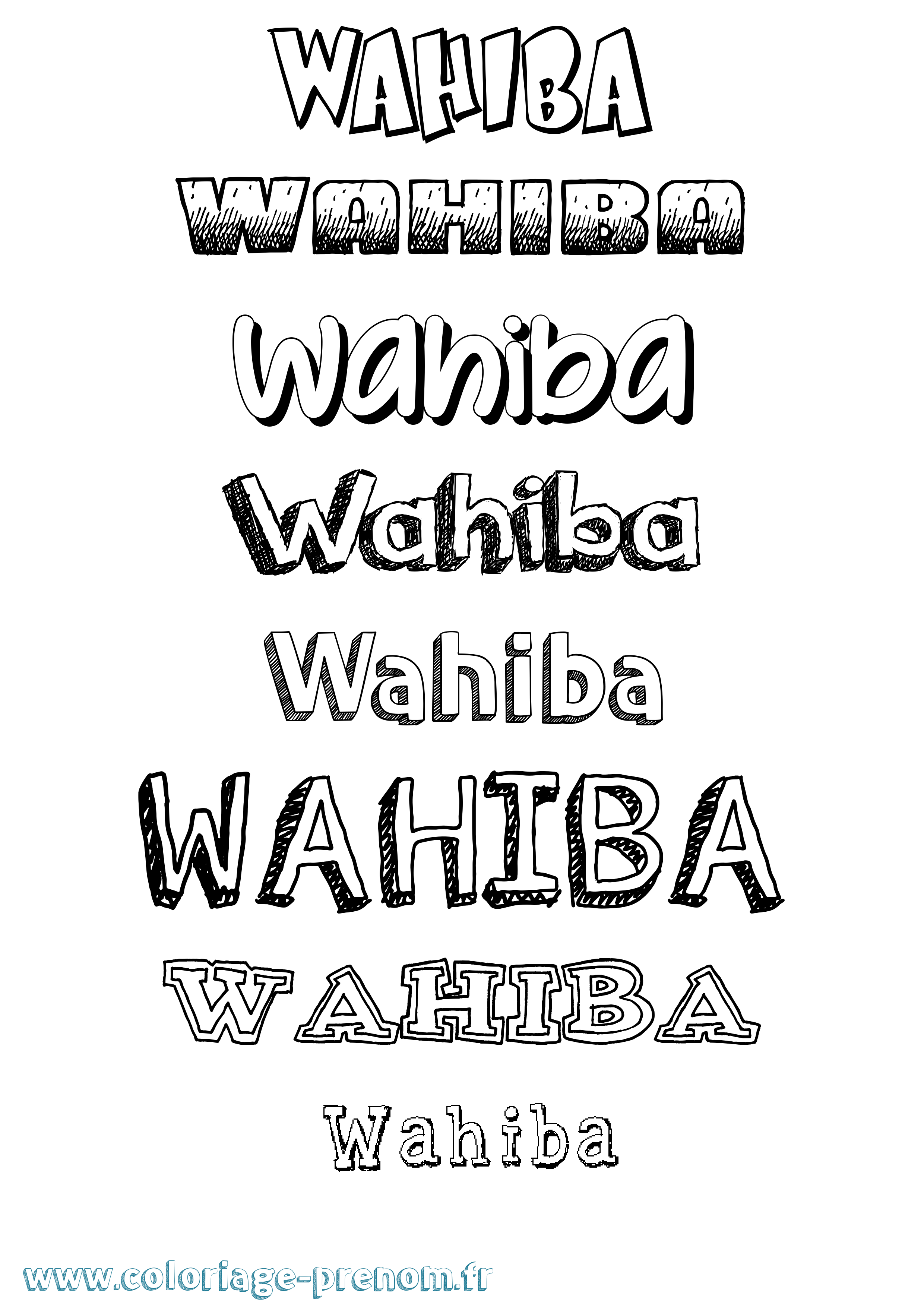 Coloriage Wahiba Dessiné Coloriage prénom Wahiba Dessiné