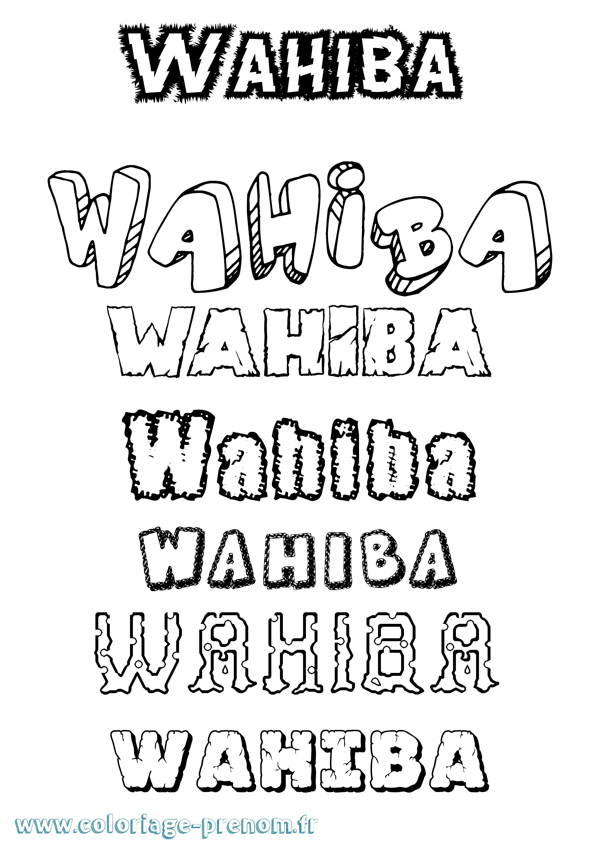 Coloriage Wahiba Destructuré Coloriage prénom Wahiba Destructuré