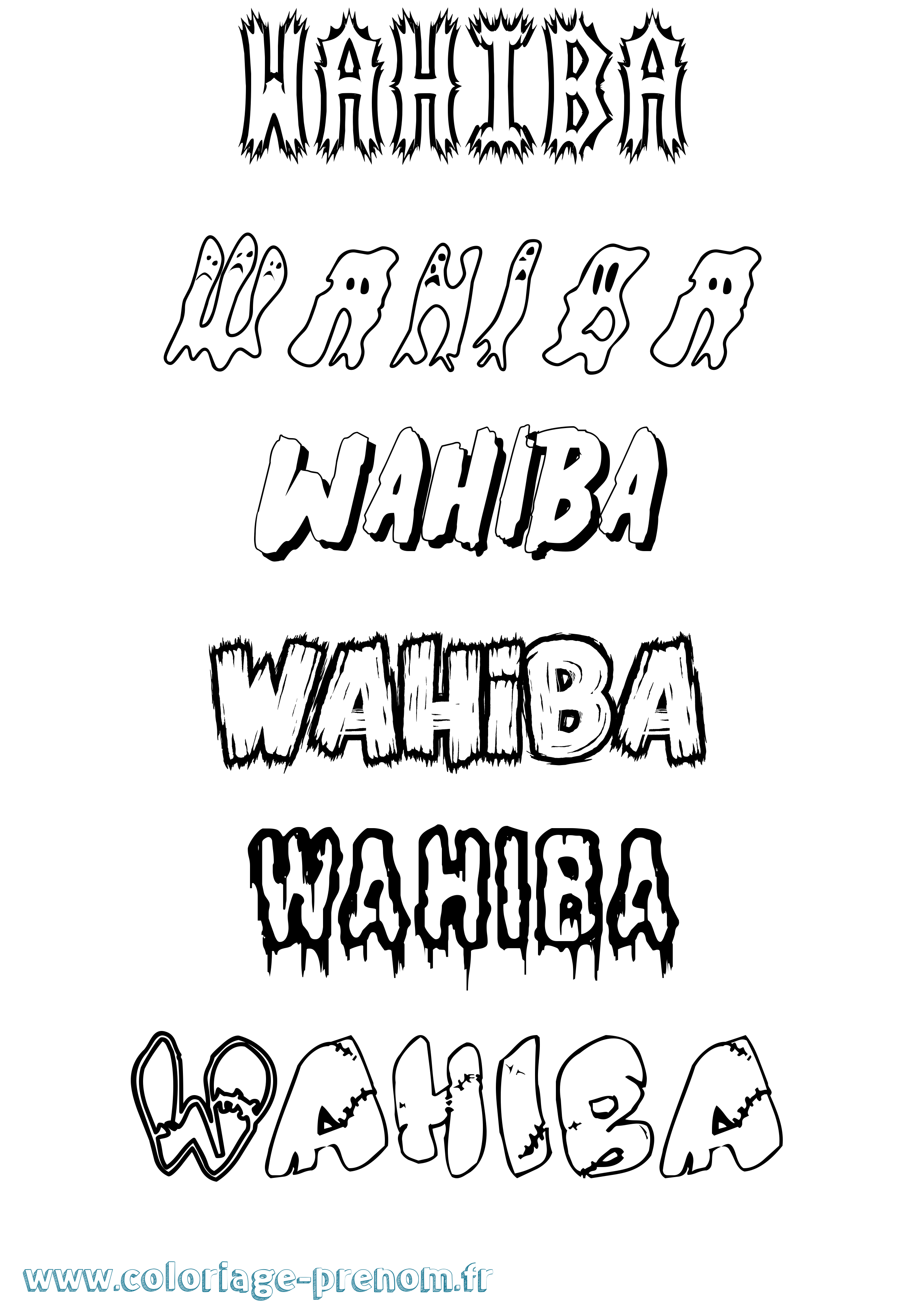 Coloriage Wahiba Frisson Coloriage prénom Wahiba Frisson