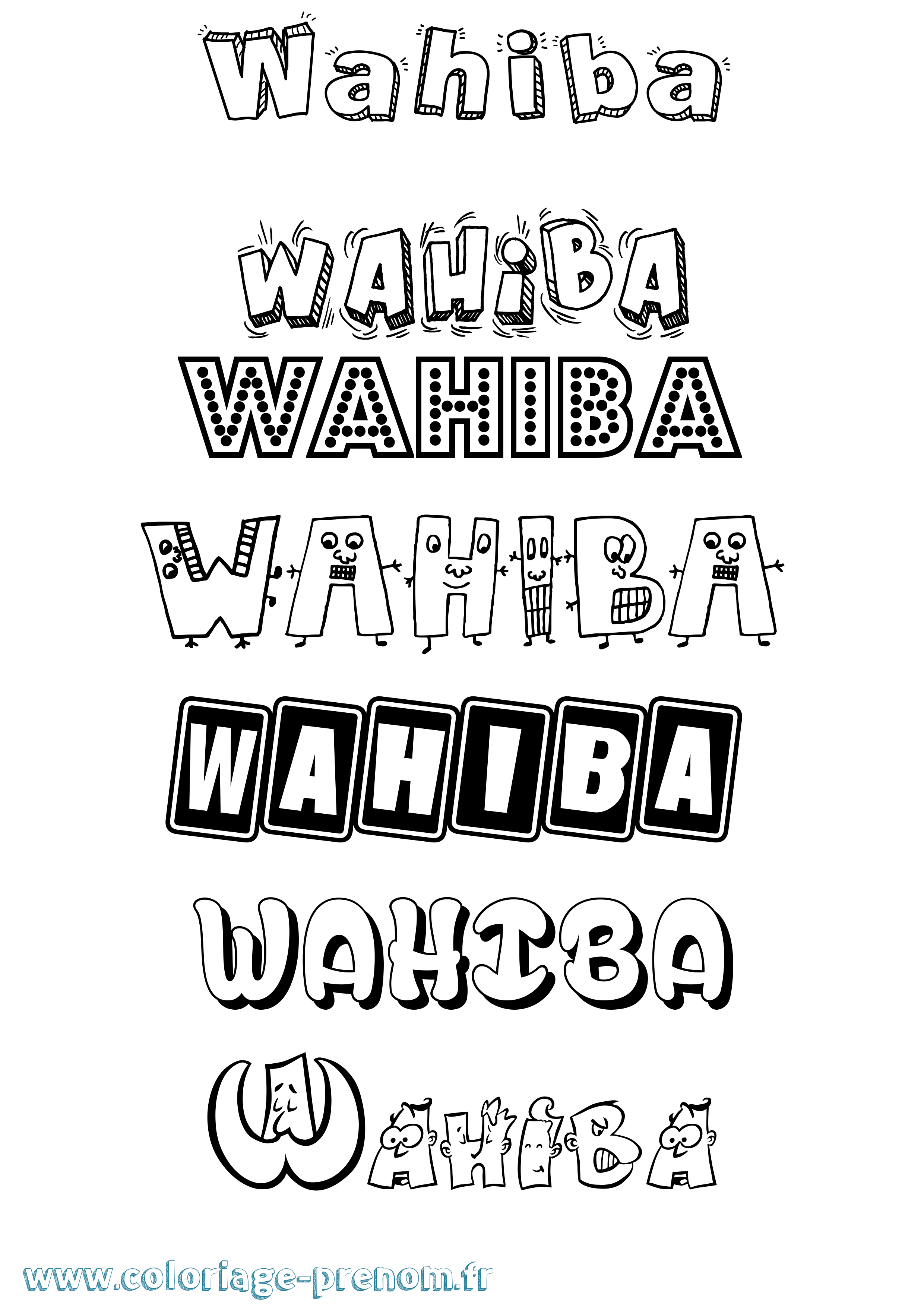 Coloriage Wahiba Fun Coloriage prénom Wahiba Fun