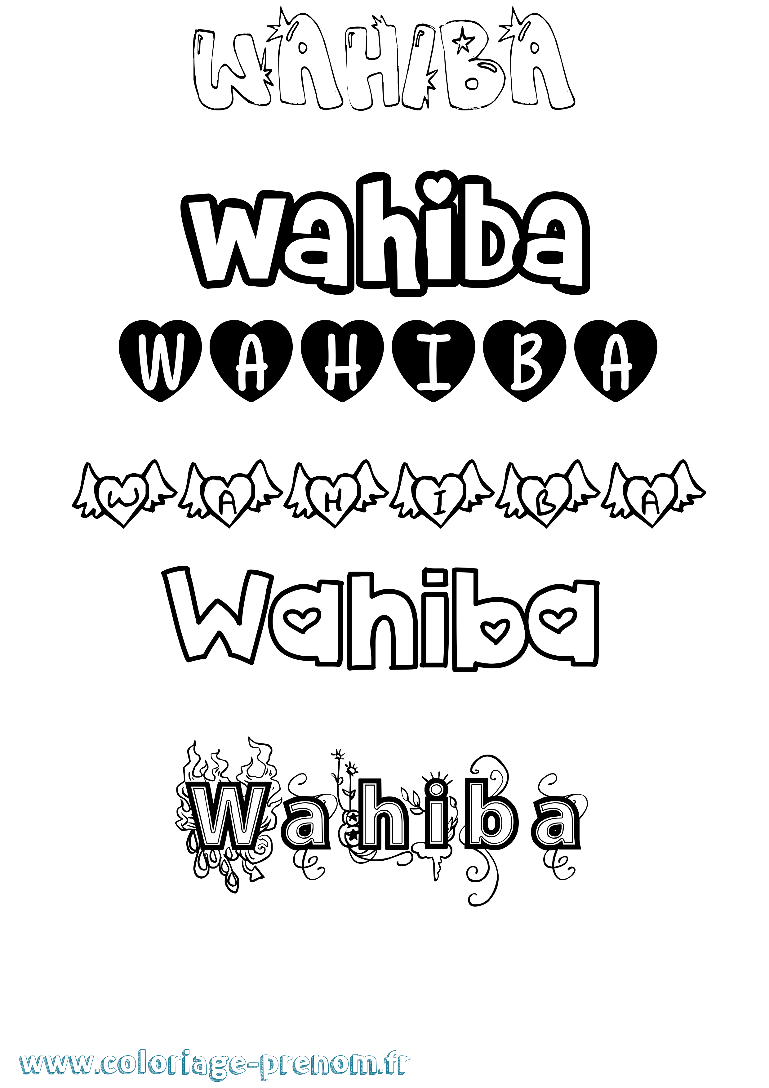 Coloriage Wahiba Girly Coloriage prénom Wahiba Girly