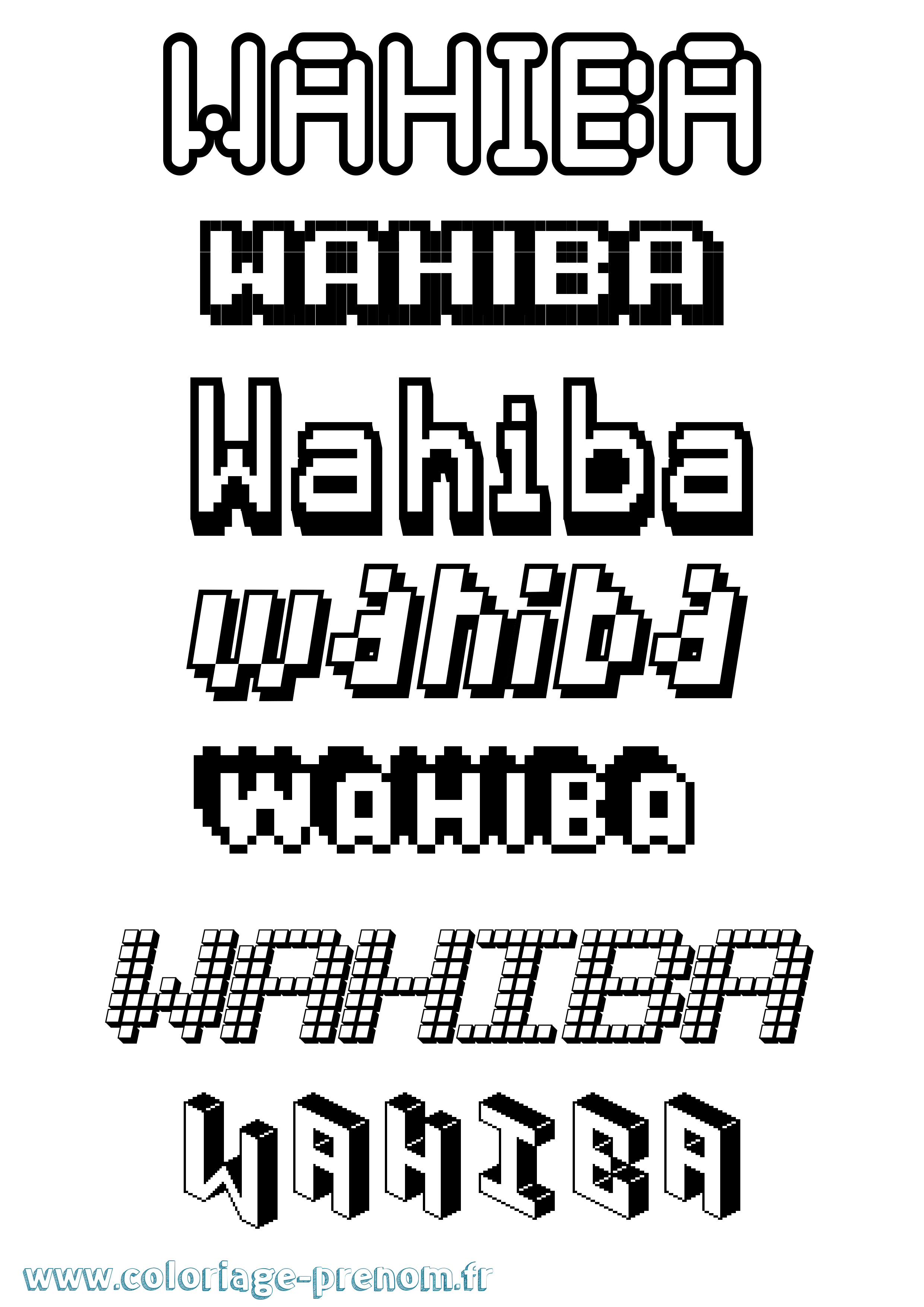 Coloriage Wahiba Pixel Coloriage prénom Wahiba Pixel