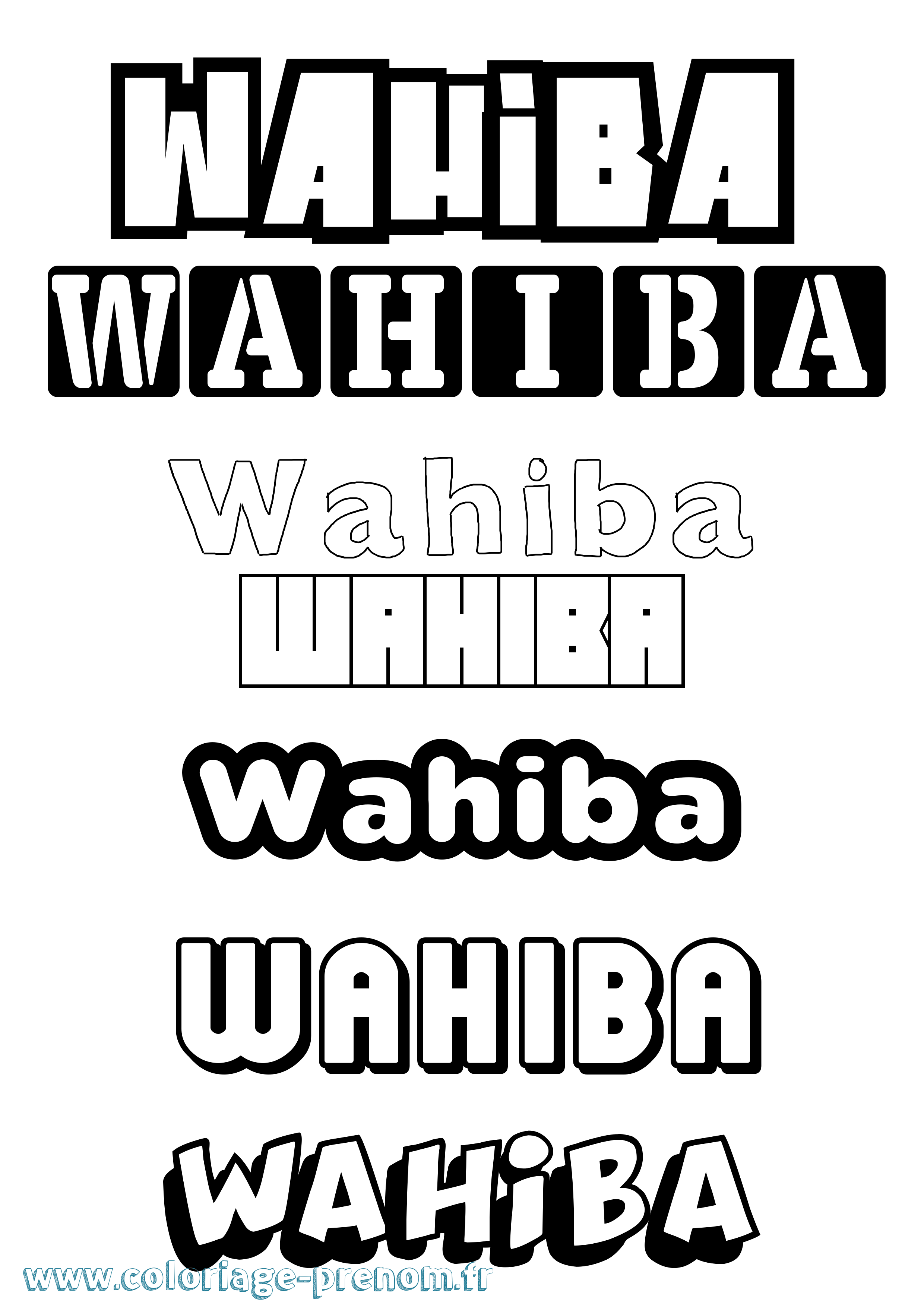 Coloriage Wahiba Simple Coloriage prénom Wahiba Simple