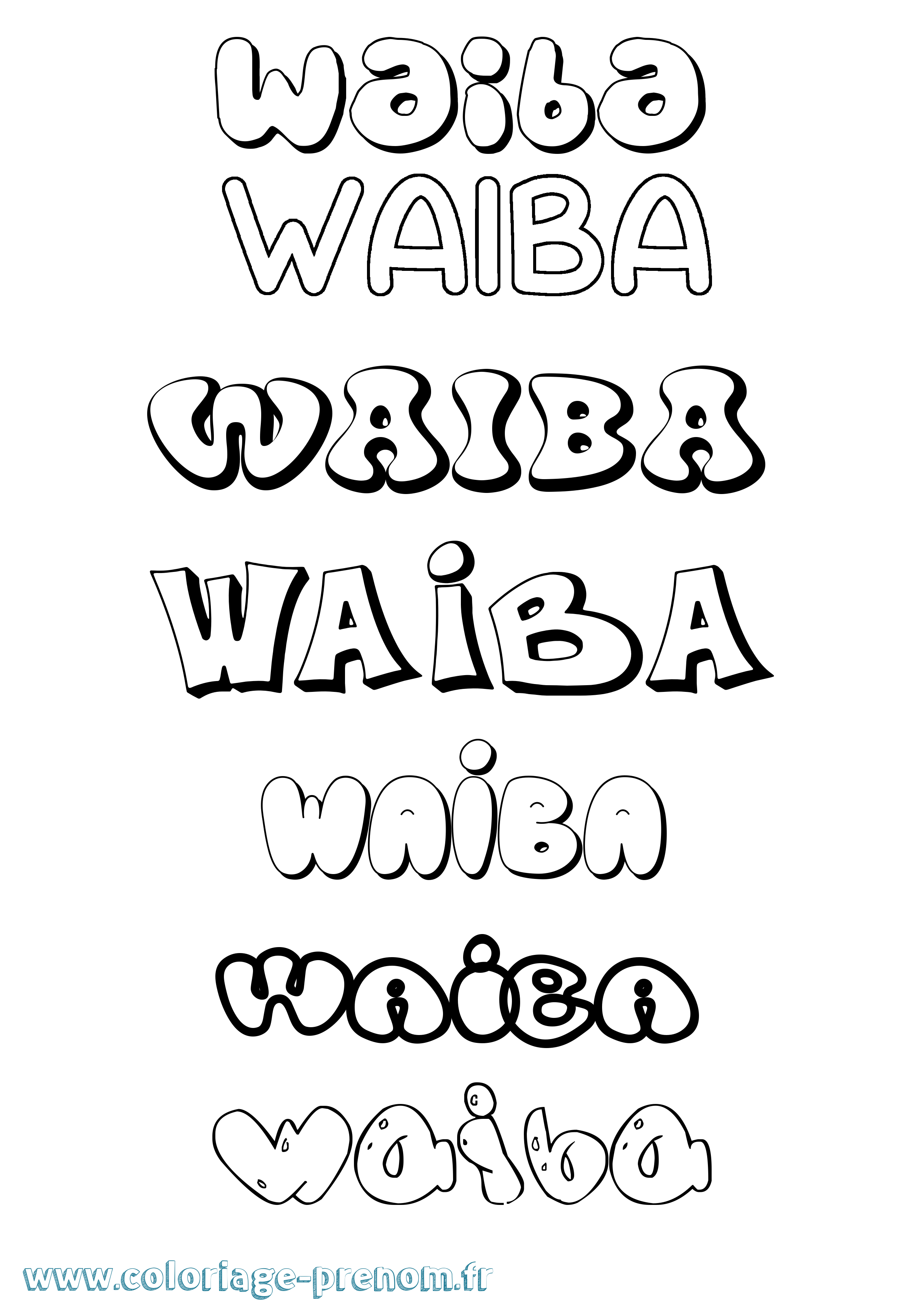Coloriage Waiba Bubble Coloriage prénom Waiba Bubble